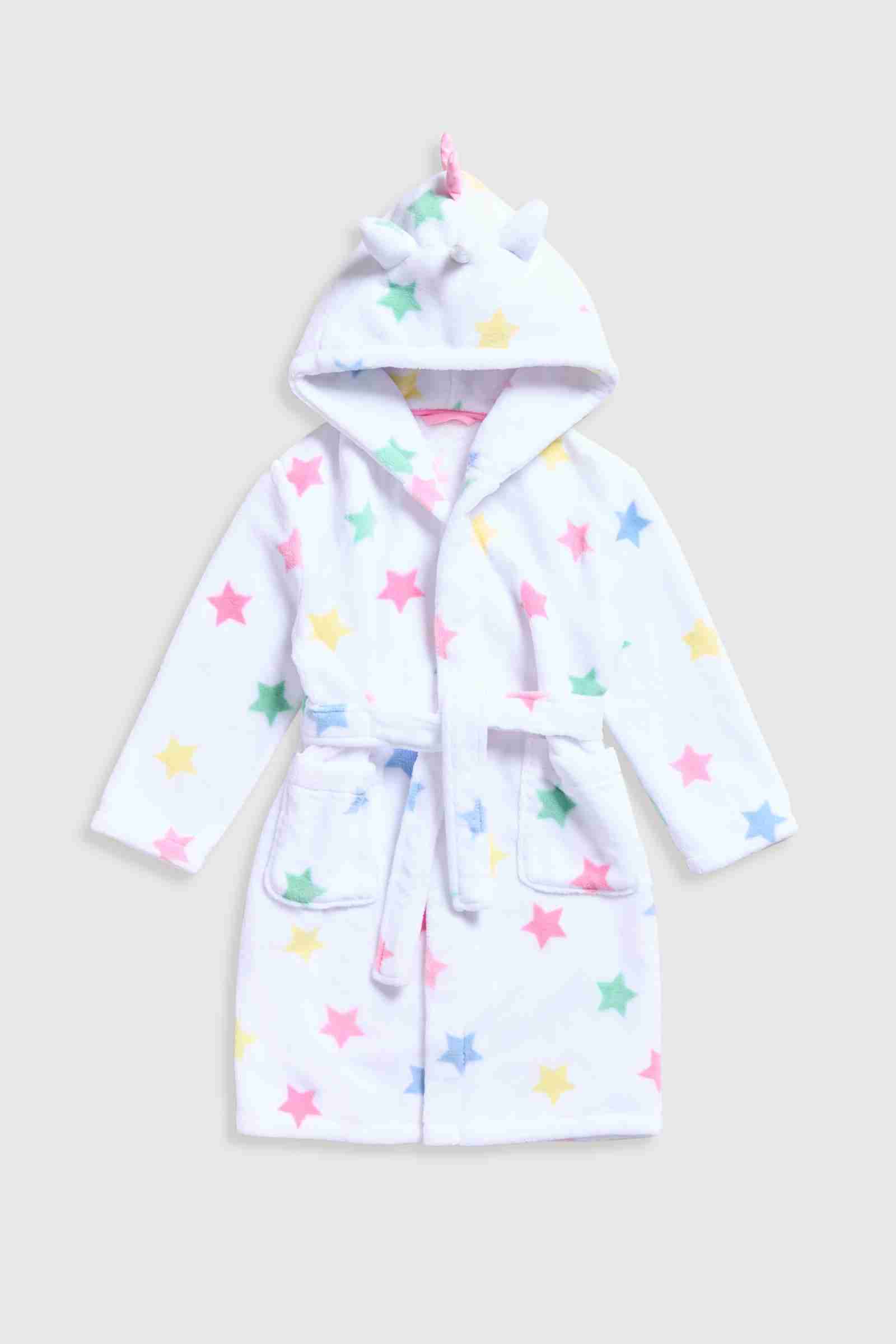 Mothercare Girls Party Horse Long - Sleeves Fleece Robe - White