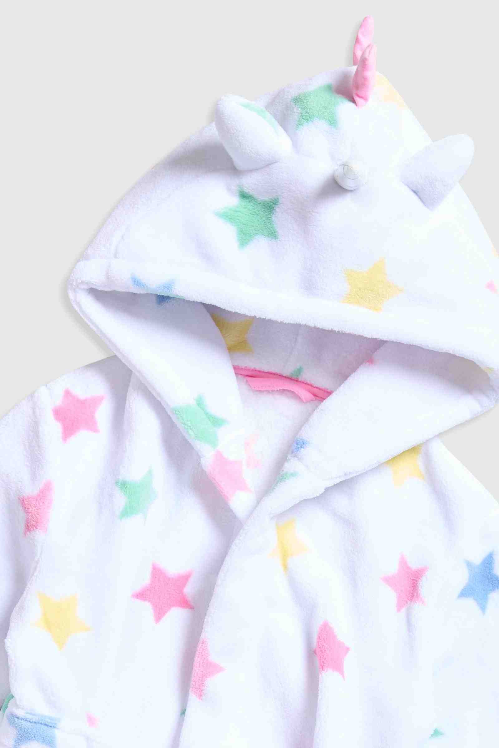 Mothercare Girls Party Horse Long - Sleeves Fleece Robe - White