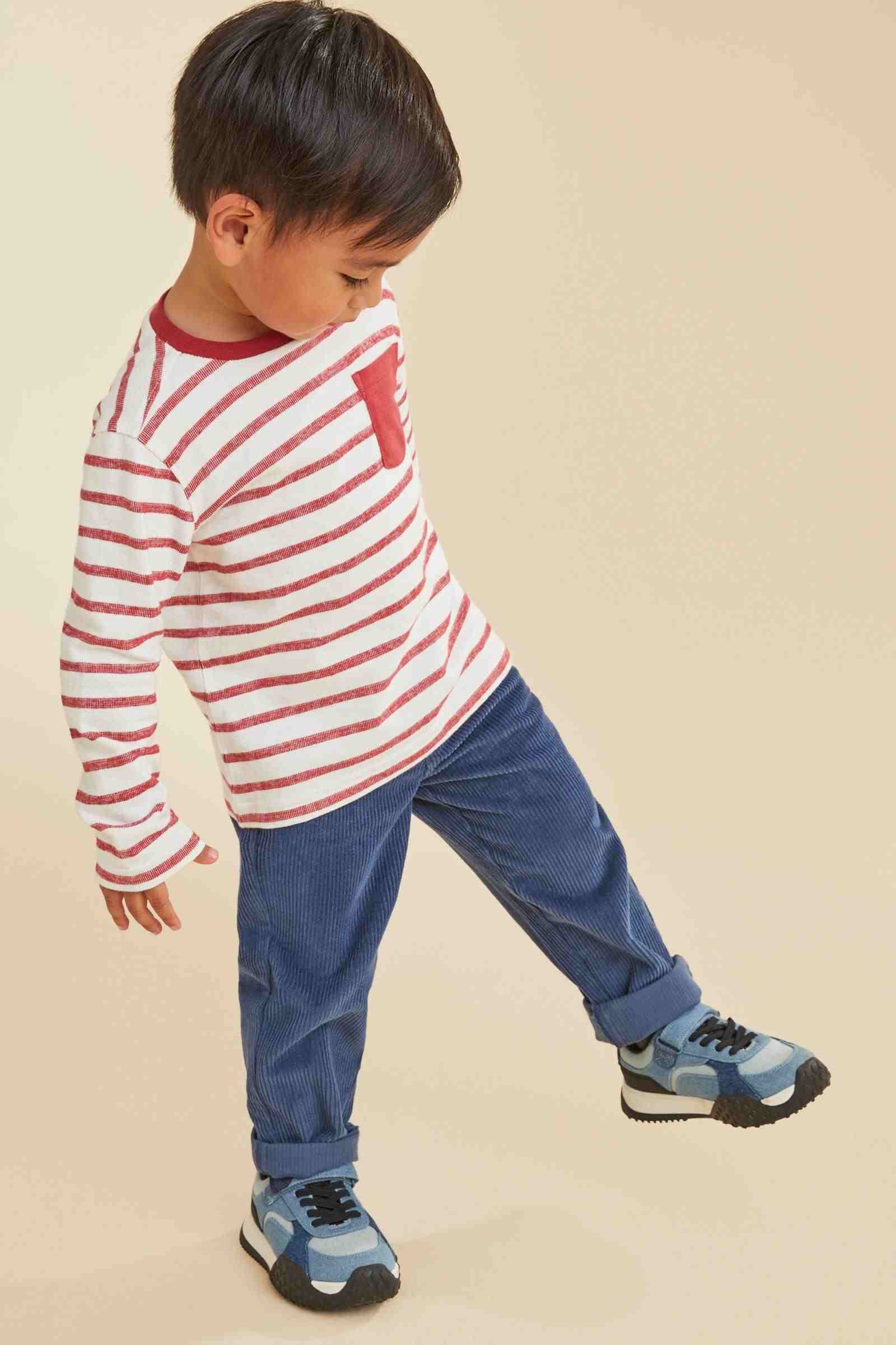 Mothercare Boys Space Striped 100% Cotton Long - Sleeves T-Shirt - Red
