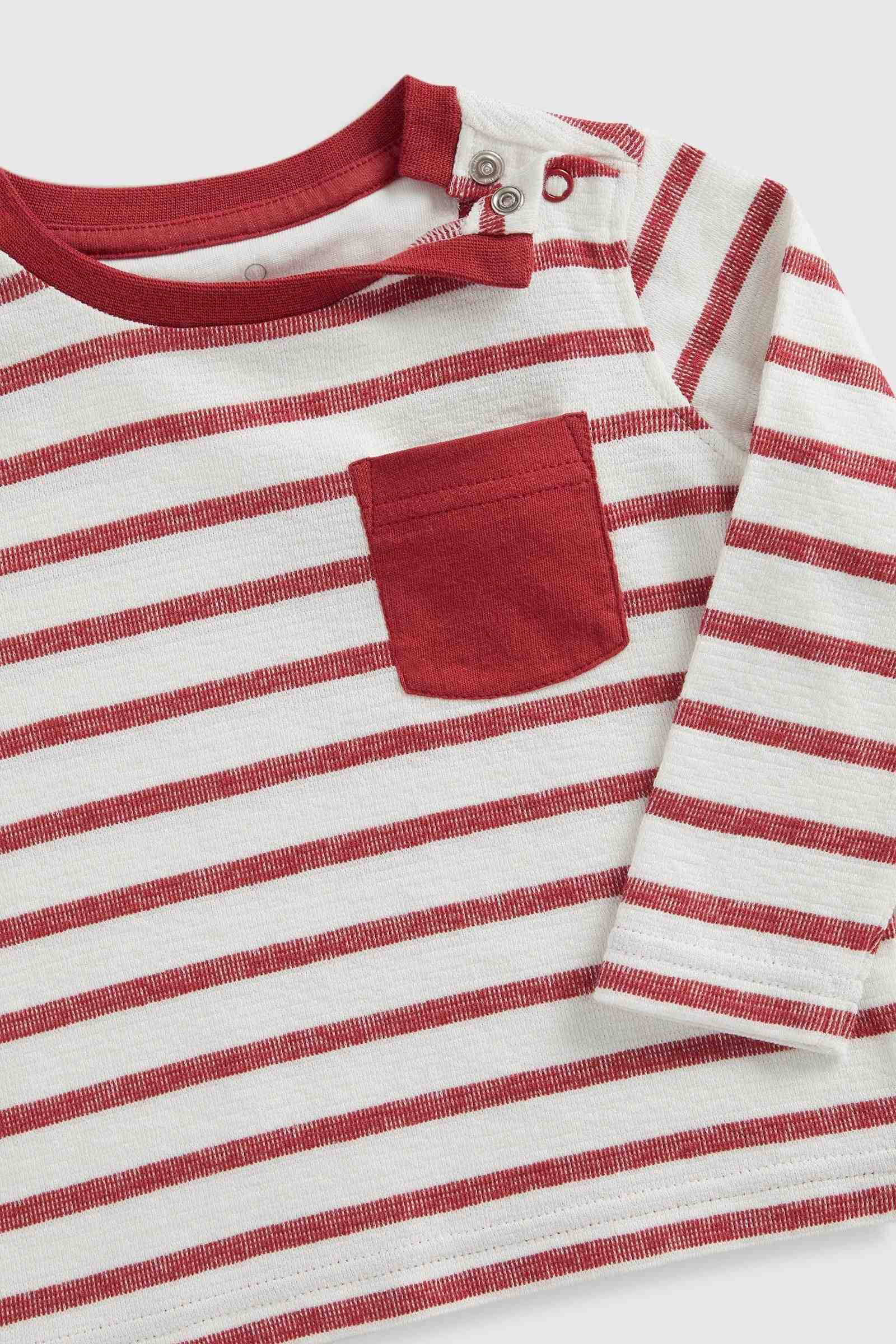 Mothercare Boys Space Striped 100% Cotton Long - Sleeves T-Shirt - Red
