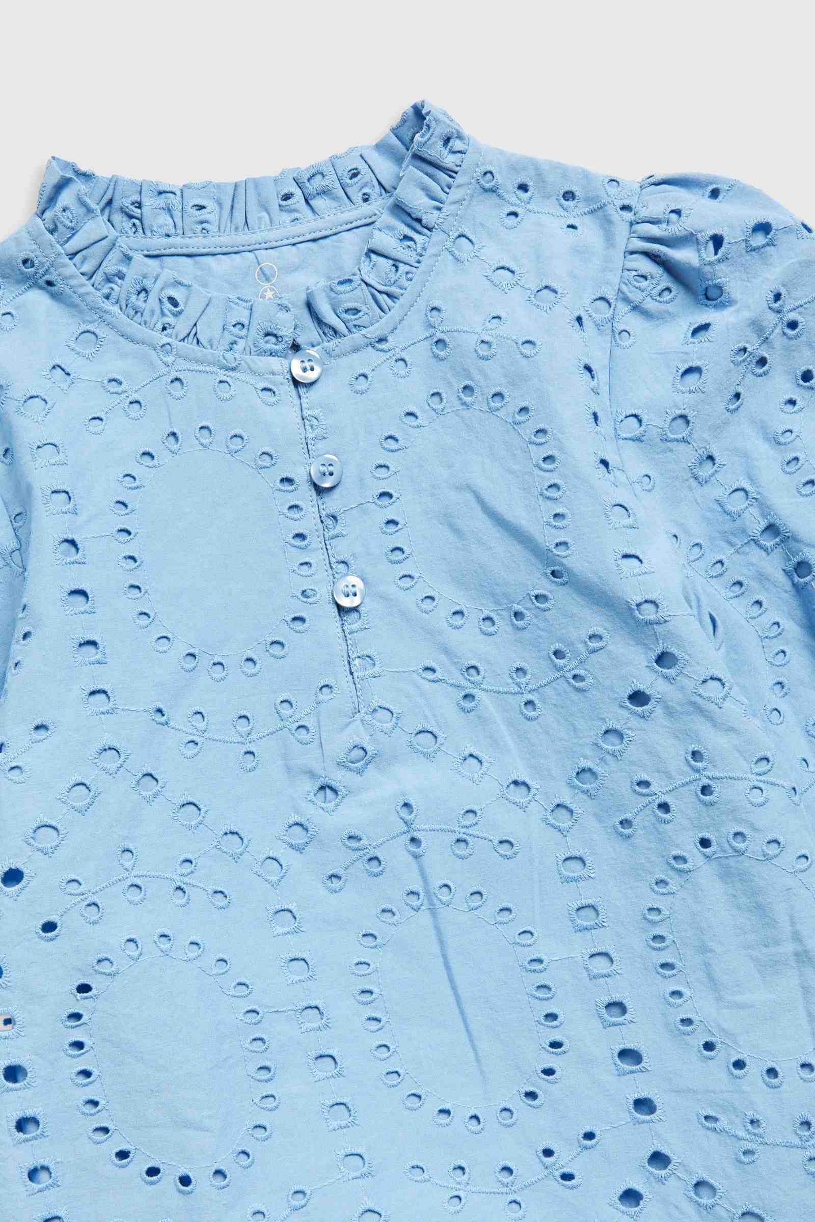 Mothercare Girls Timeless Crafts 100% Cotton Broderie Dress with Scallop Hem - Blue