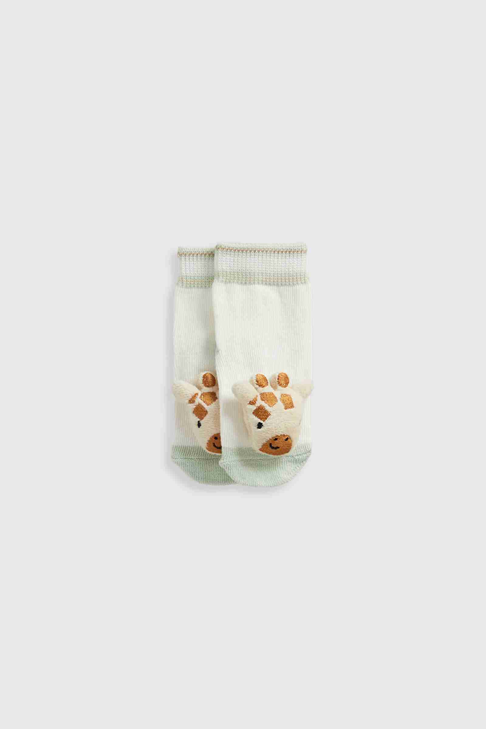 Mothercare Girls Giraffe Rattle Socks - White