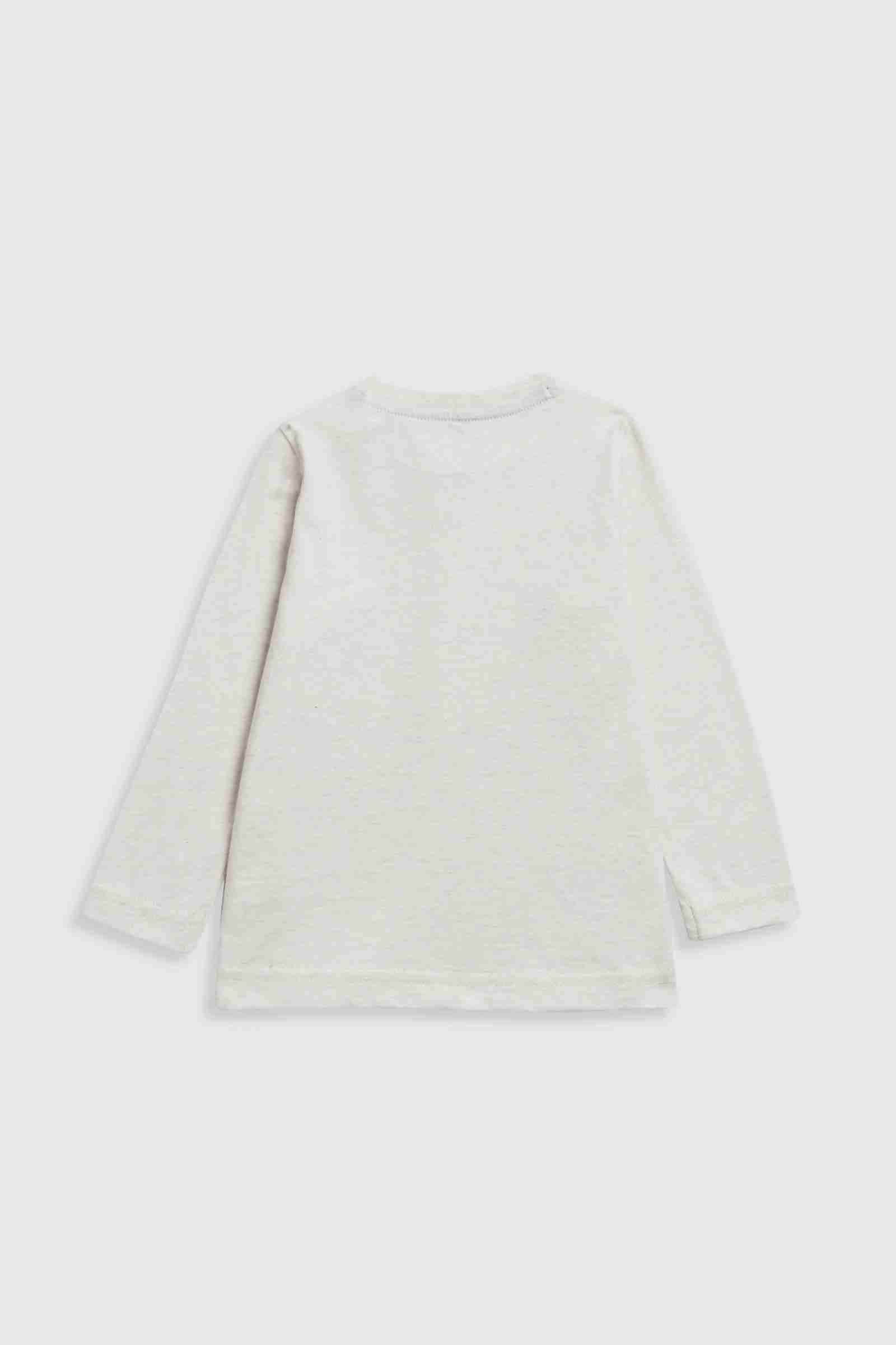 Mothercare Boys Dinosaur Badge Long Sleeves 100% Cotton T-Shirt - Cream