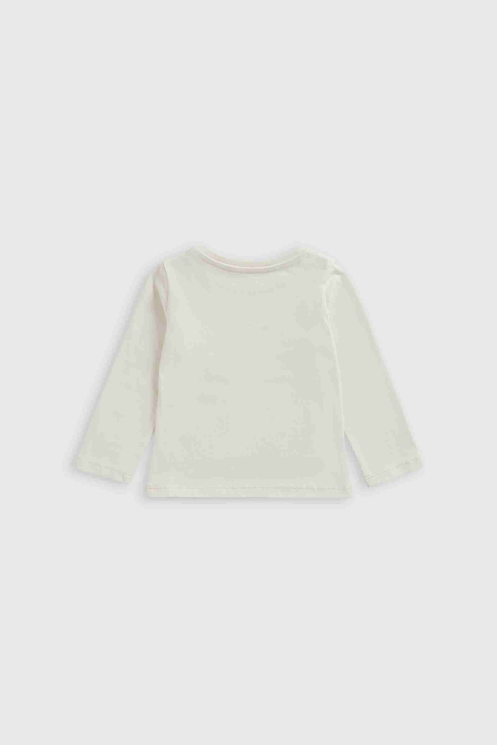Mothercare Girls White Swan 100% Cotton Long - Sleeves T-Shirt - Cream