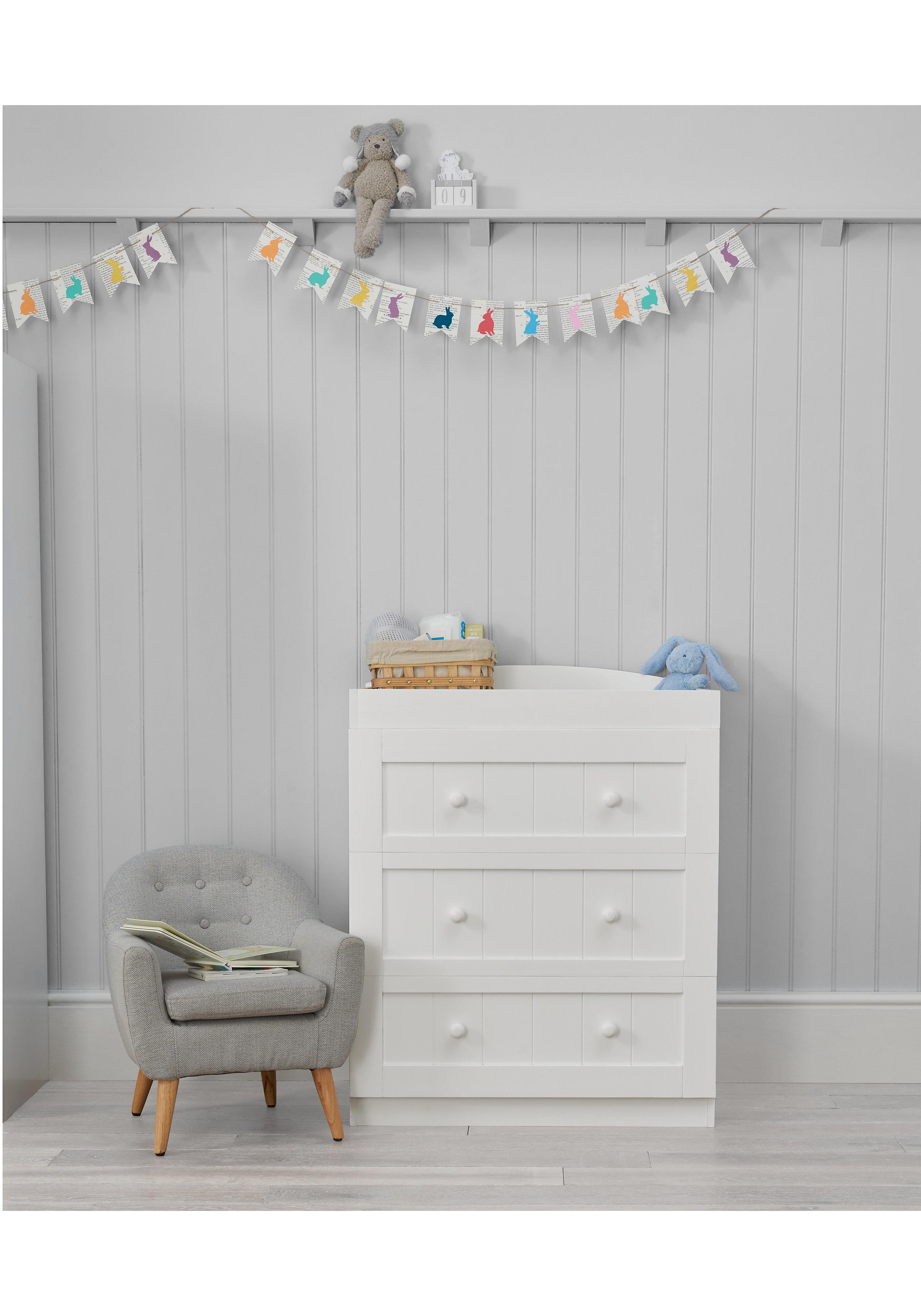 Mothercare Unisex Marlow Three Drawe Baby Changing Unit - White