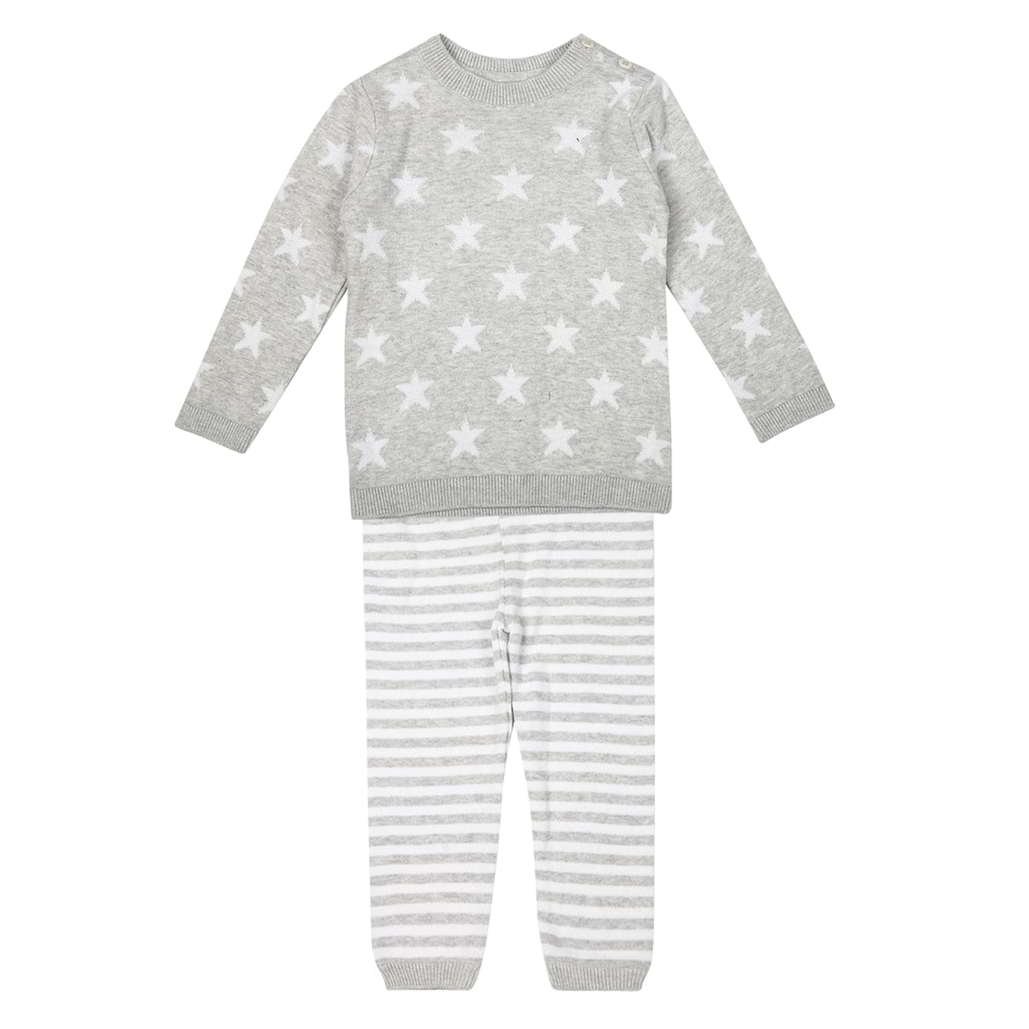 Mothercare | Girls Full Sleeves Star Print T-Shirt And Jogger Set - Grey 0