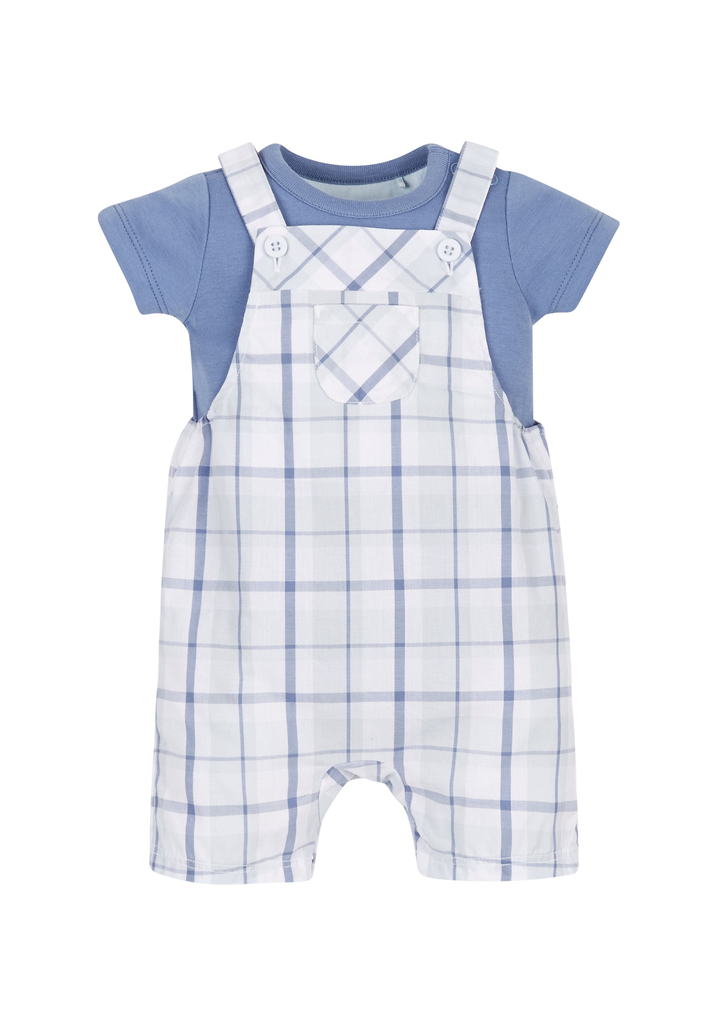 Mothercare | Boys Bodysuit And Check Dungaree Set 0