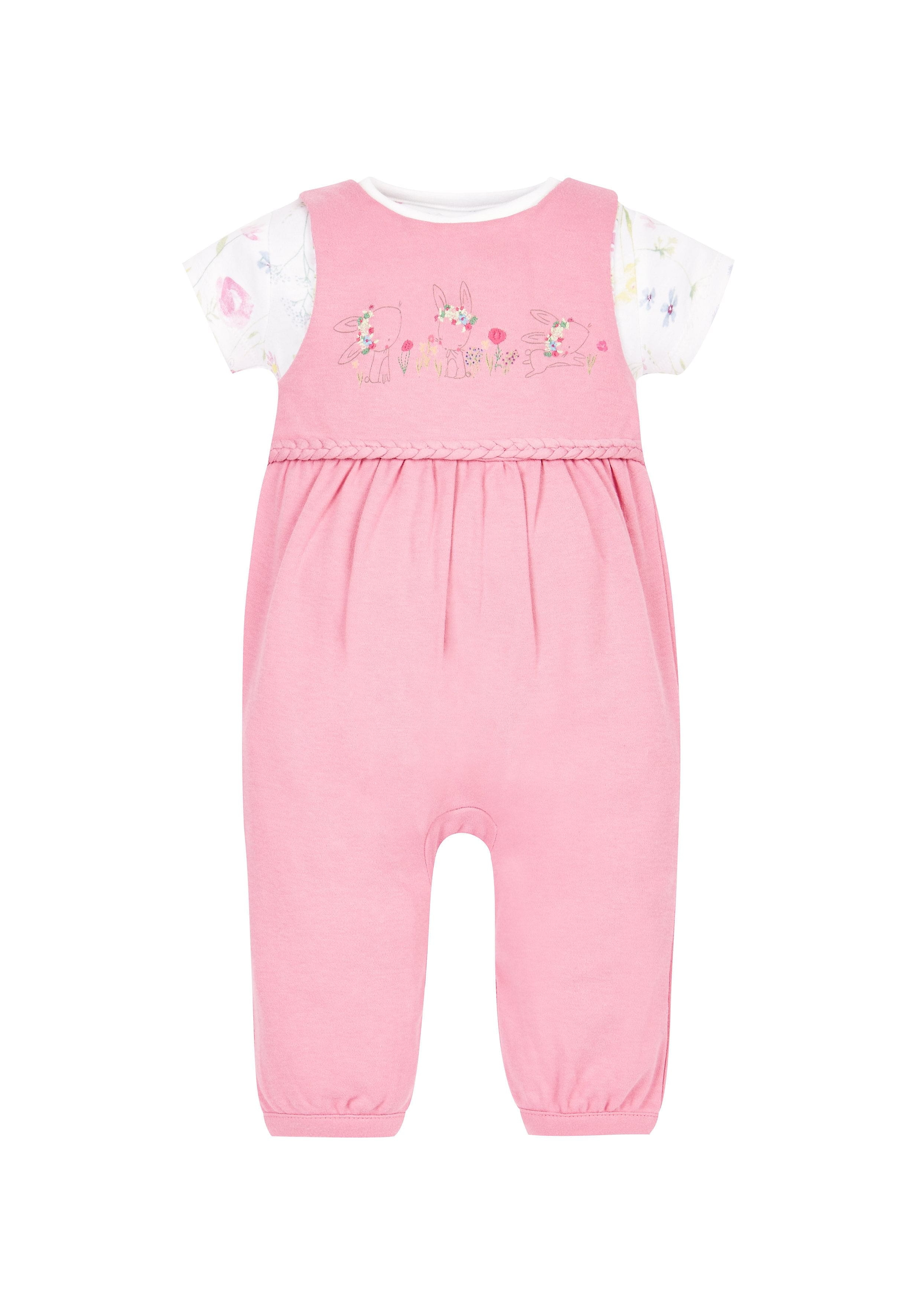 Mothercare | Girls Floral Bodysuit And Dungaree Set - Grey 0