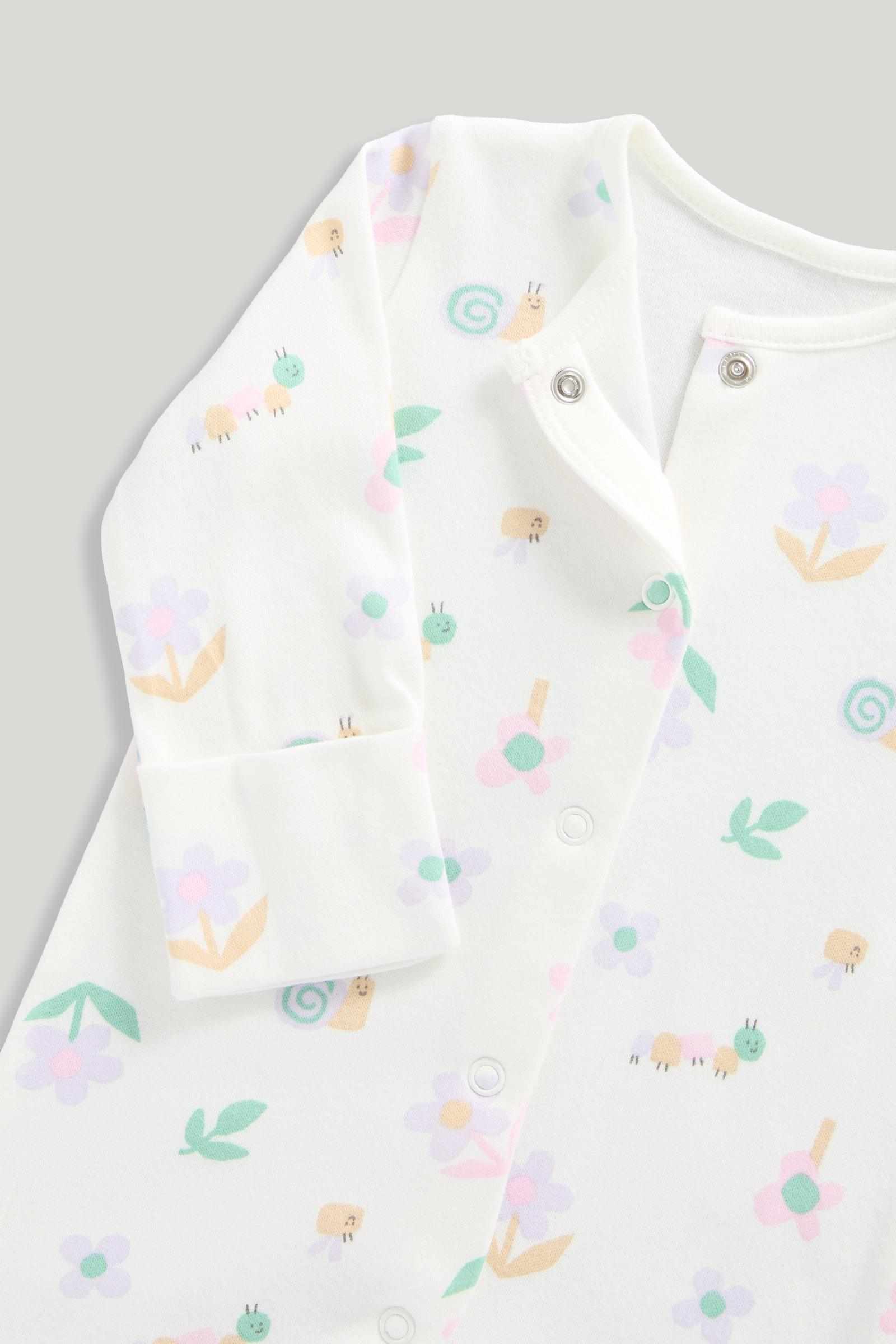 Mothercare Essentials Girls Garden 100% Cotton Baby Sleepsuits - Pack of 3 - Multicolor