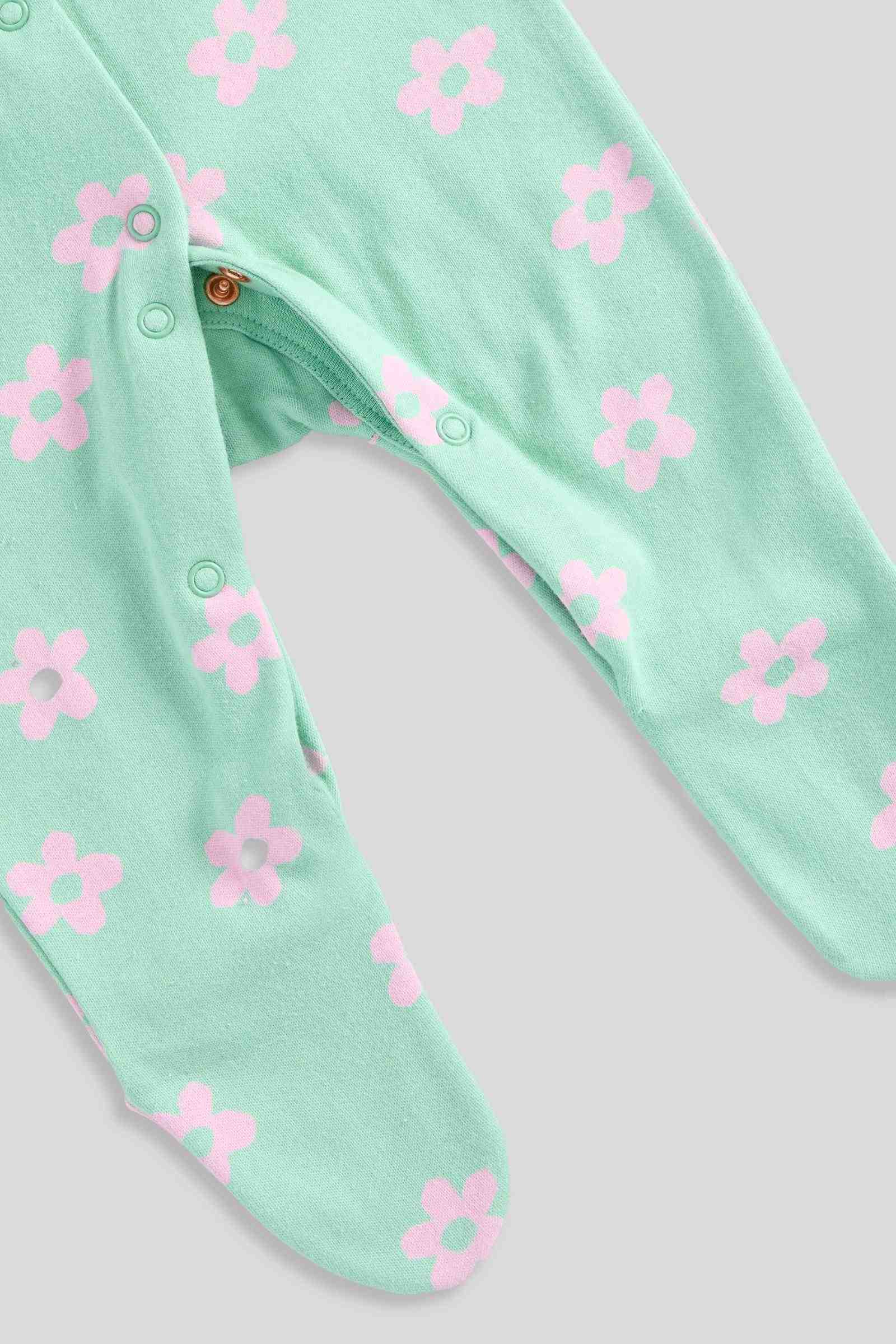 Mothercare Essentials Girls Garden 100% Cotton Baby Sleepsuits - Pack of 3 - Multicolor