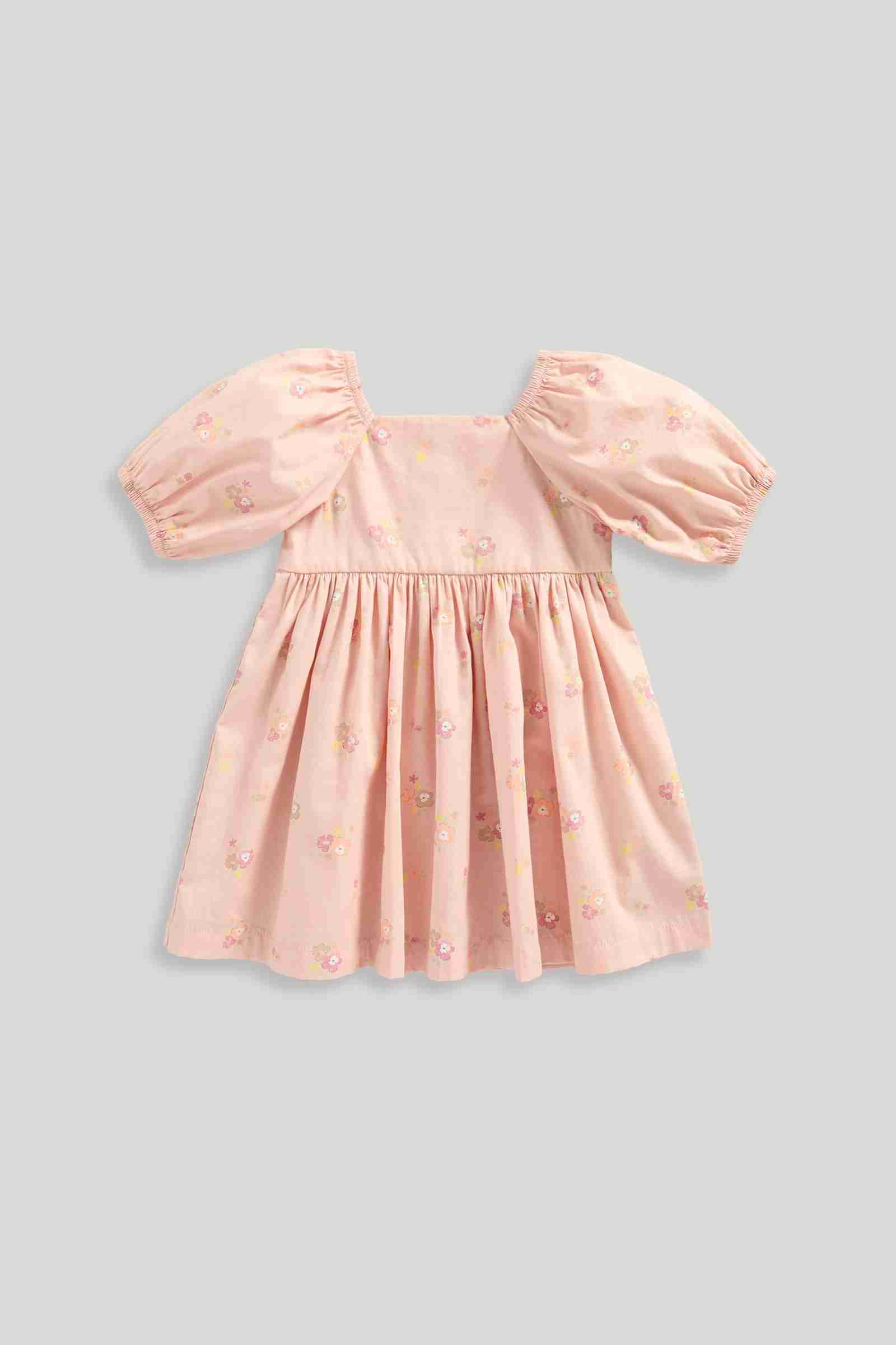 Mothercare Girls Nature's Blossom Floral Printed 100% Cotton Woven Dress - Light Pink