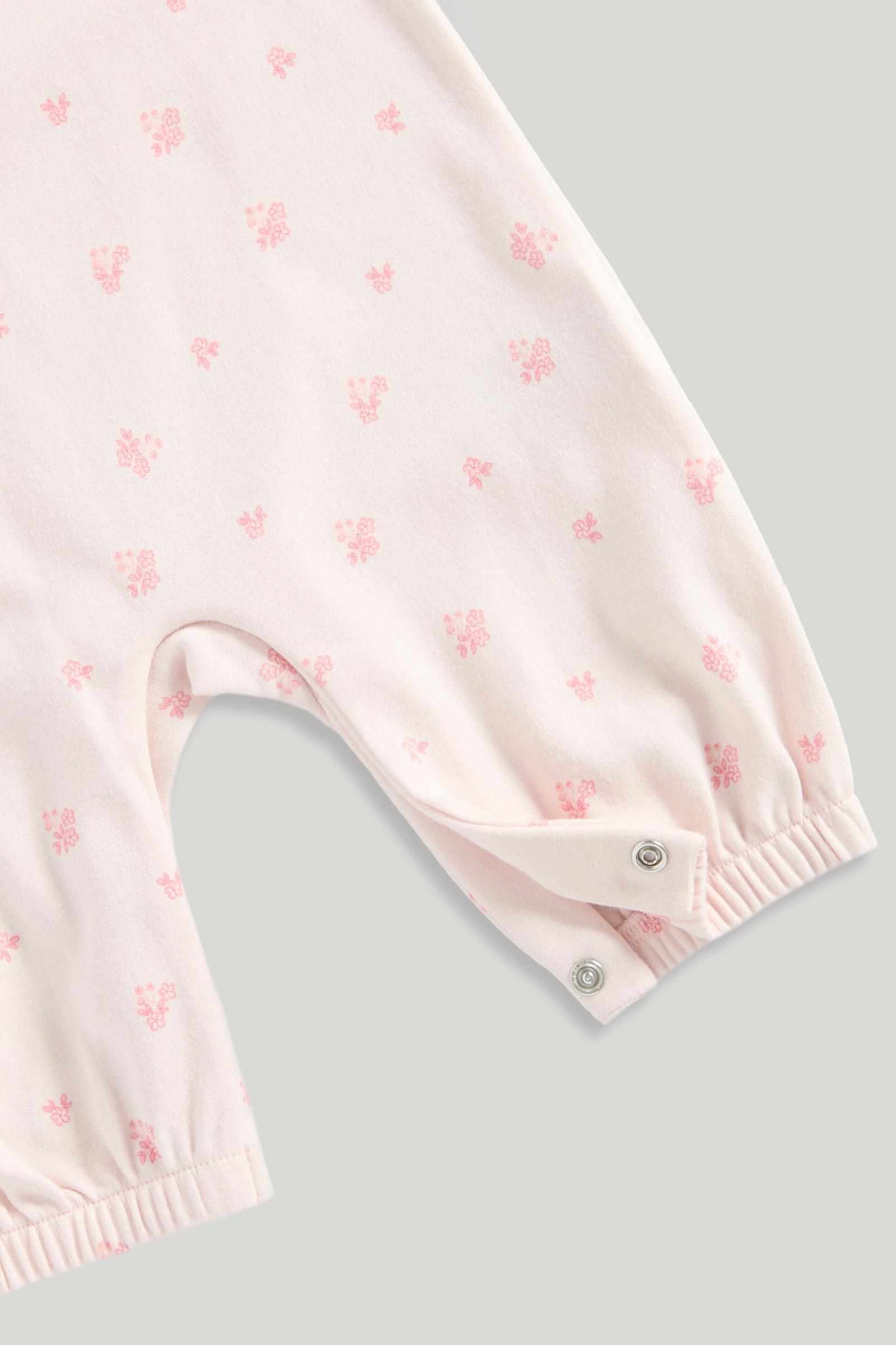 Mothercare Girls Classic Floral Summer 100% Cotton Dungarees and Bodysuit 2 - Piece Set - Light Pink