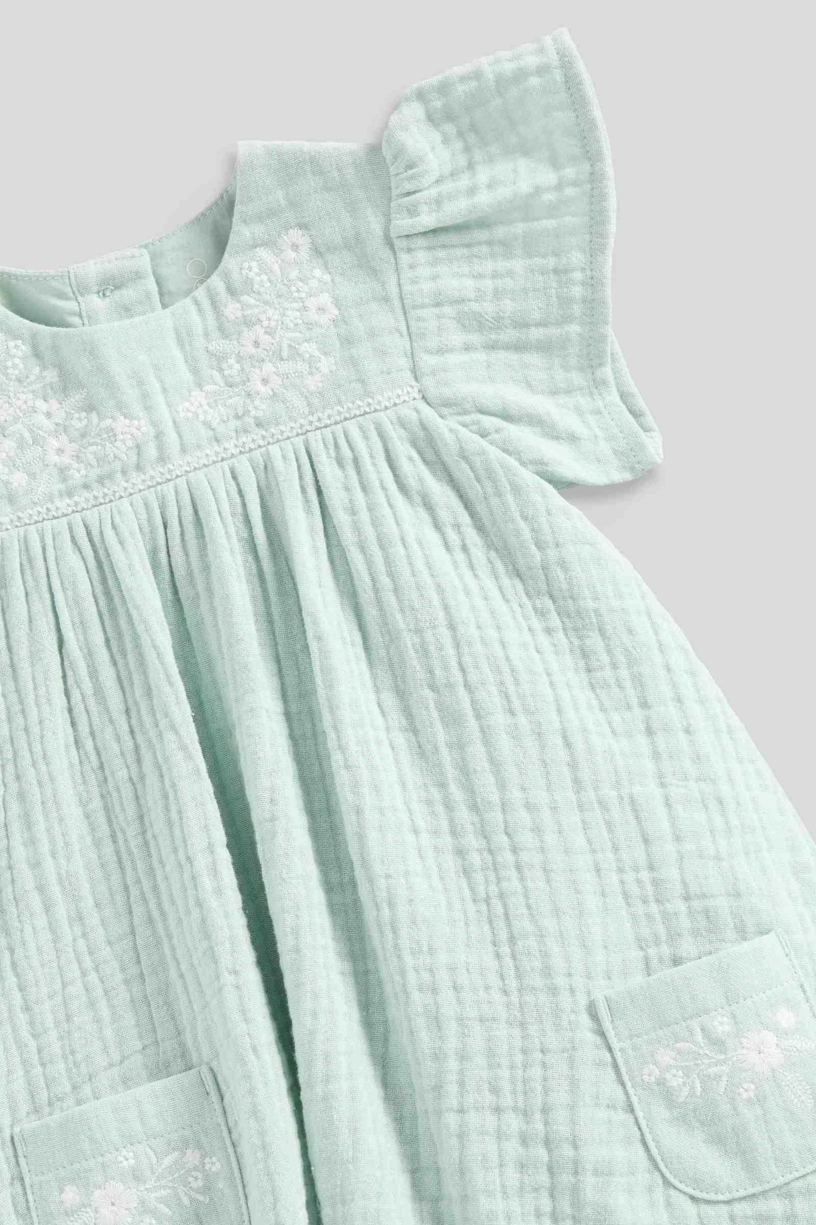 Mothercare Girls Spring Blossom Woven Dress And Knickers - Pack of 2 - Light Green