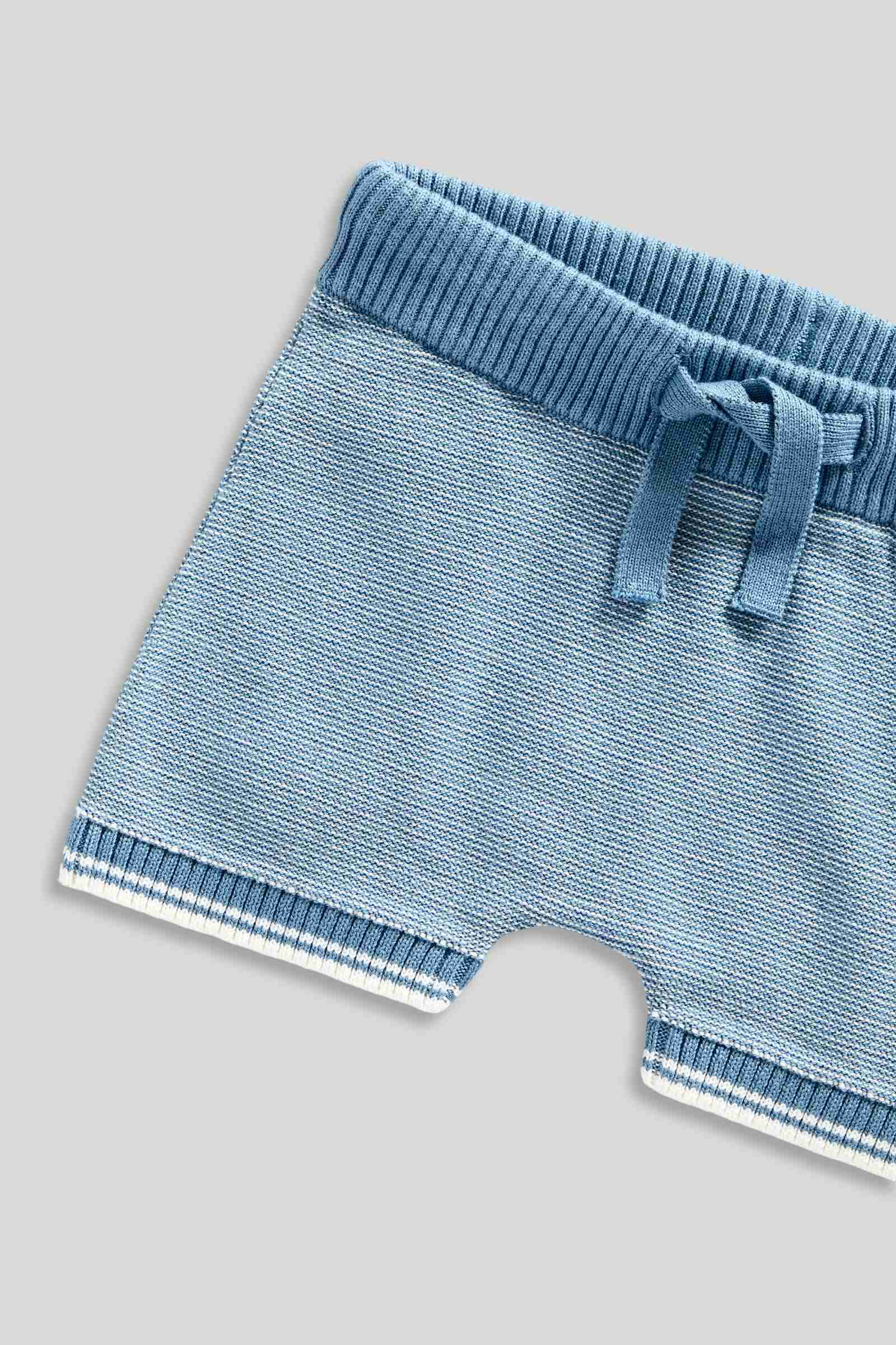 Mothercare Boys Tiny Traveller 100% Cotton Classic Knitted Polo Top and Shorts 2 - Piece Set - Blue