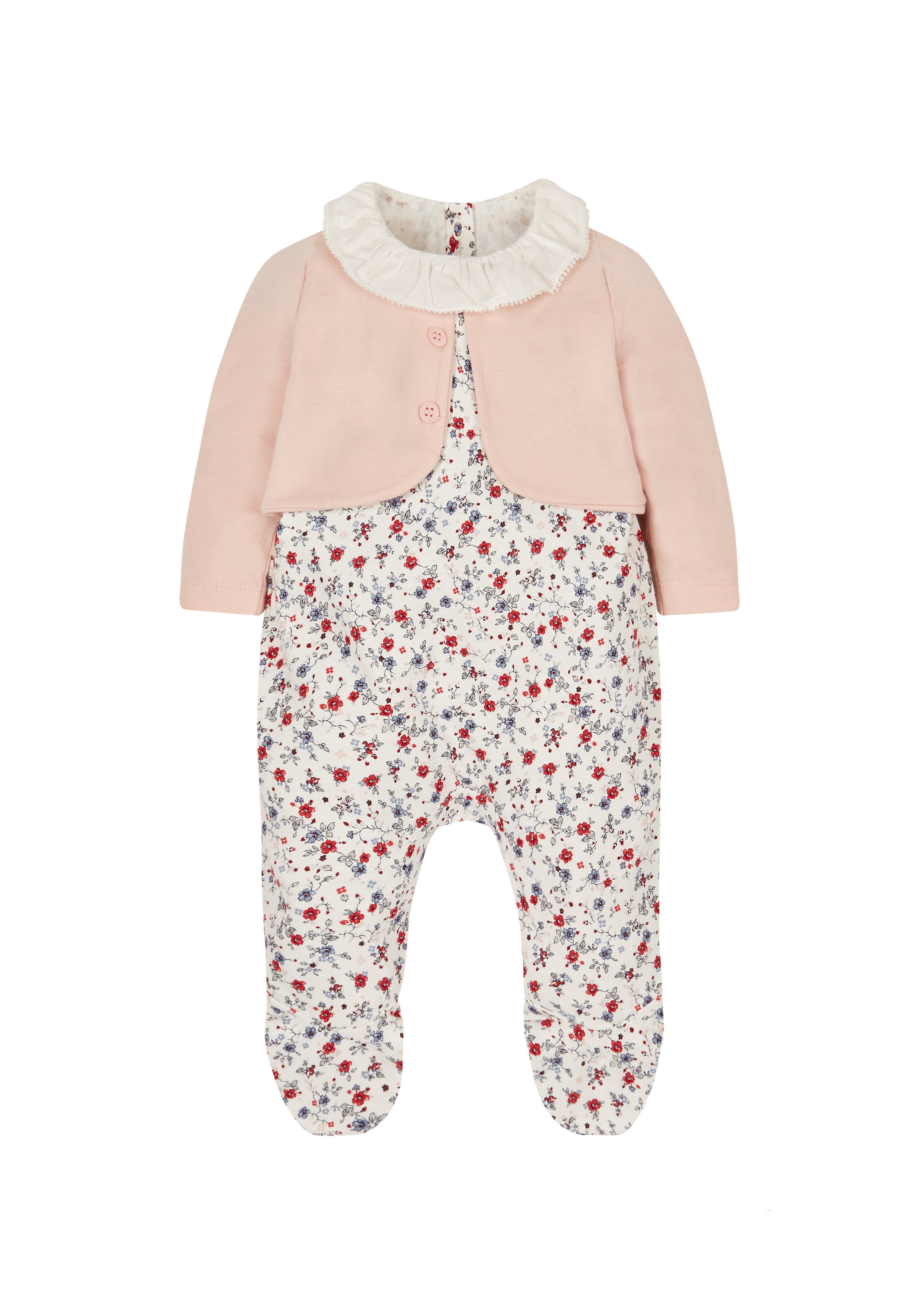 Mothercare | Girls Full Sleeves Romper Floral Print - Multicolor 0