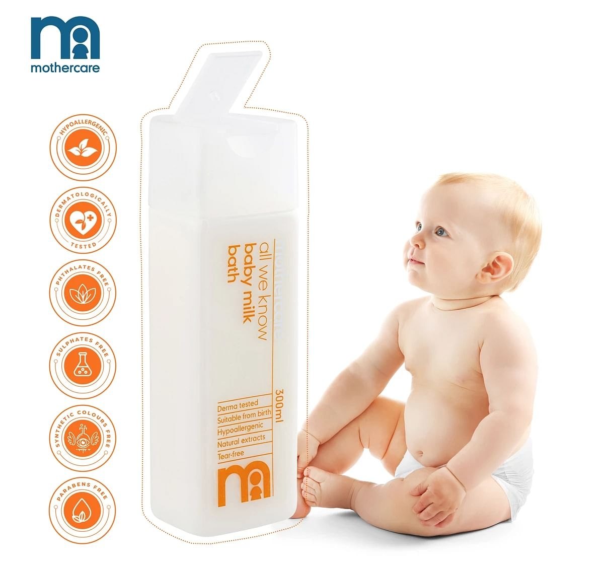 Mothercare All We Know Baby Bath Milk 300ml - White