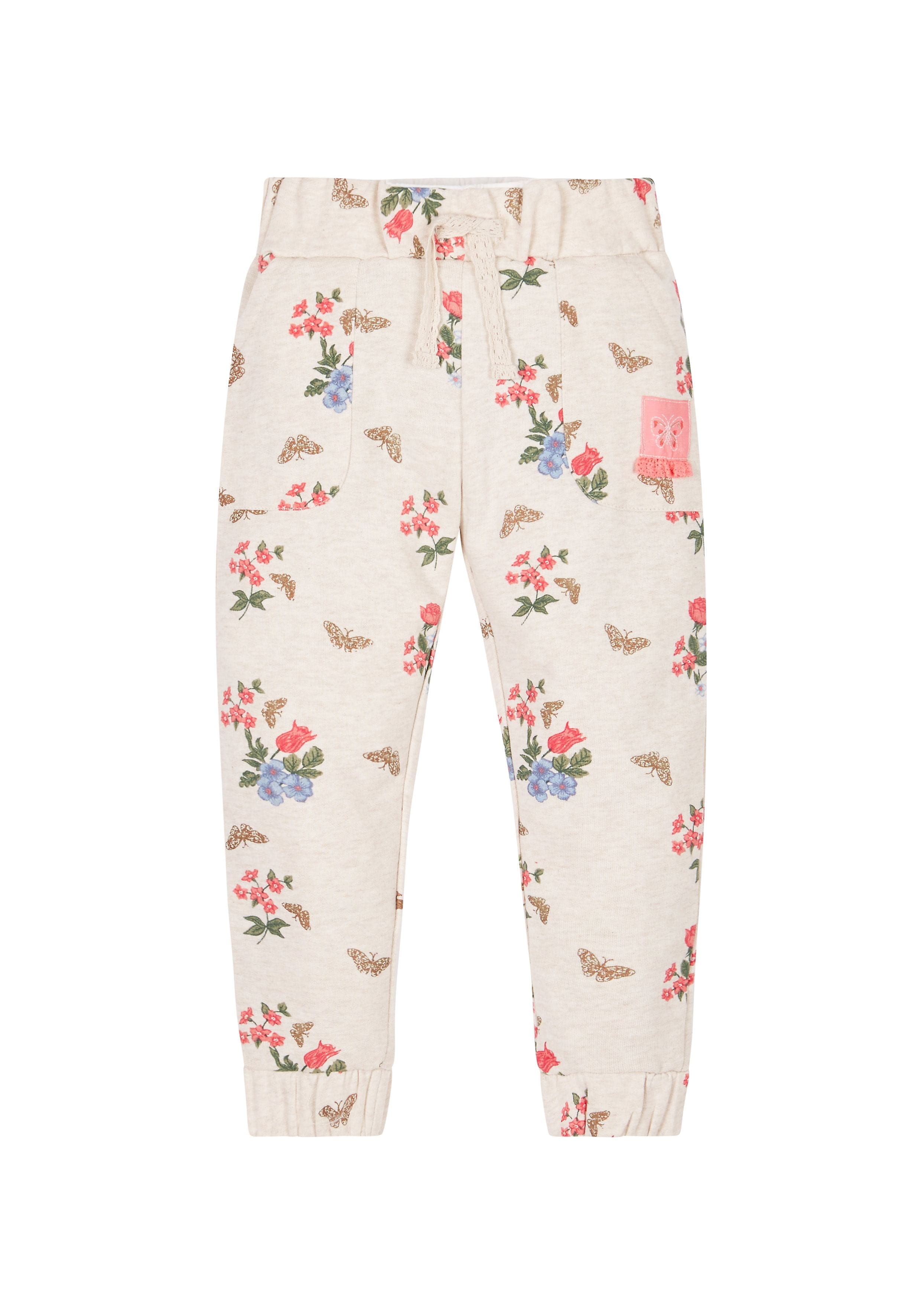 Mothercare | Girls Floral Joggers - Cream 0