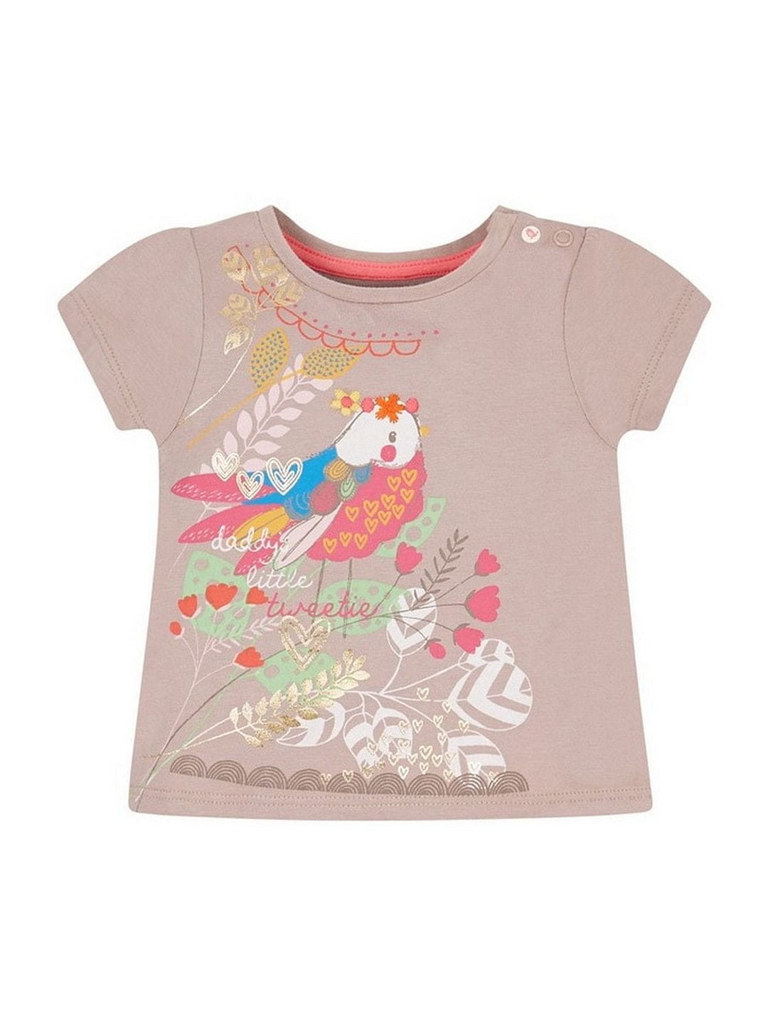 Mothercare | Brown Printed Putty Little Tweetie T-Shirt 0