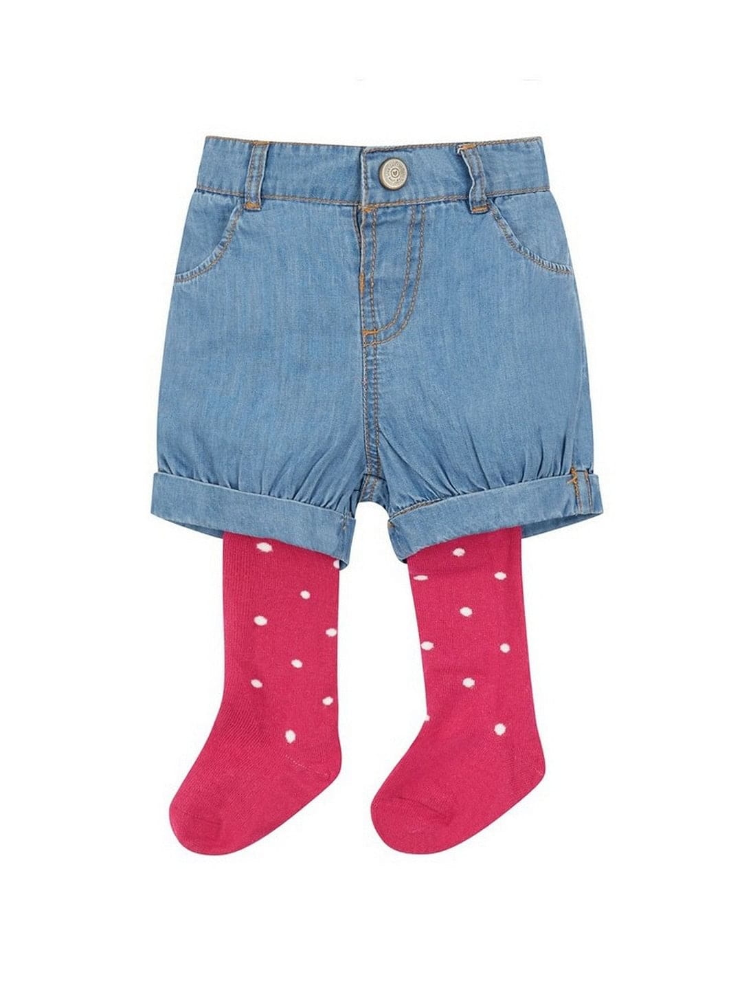 Mothercare | Denim Printed Shorts with Tights 0