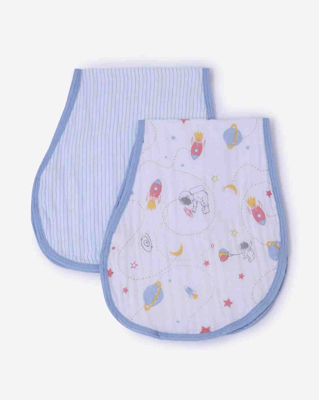 Mila Space and Stripes Baby Burpy Bib - Blue