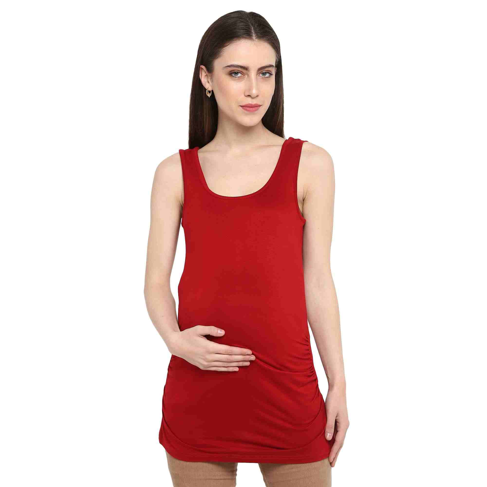 Women Maternity Sleeveless Top - Red