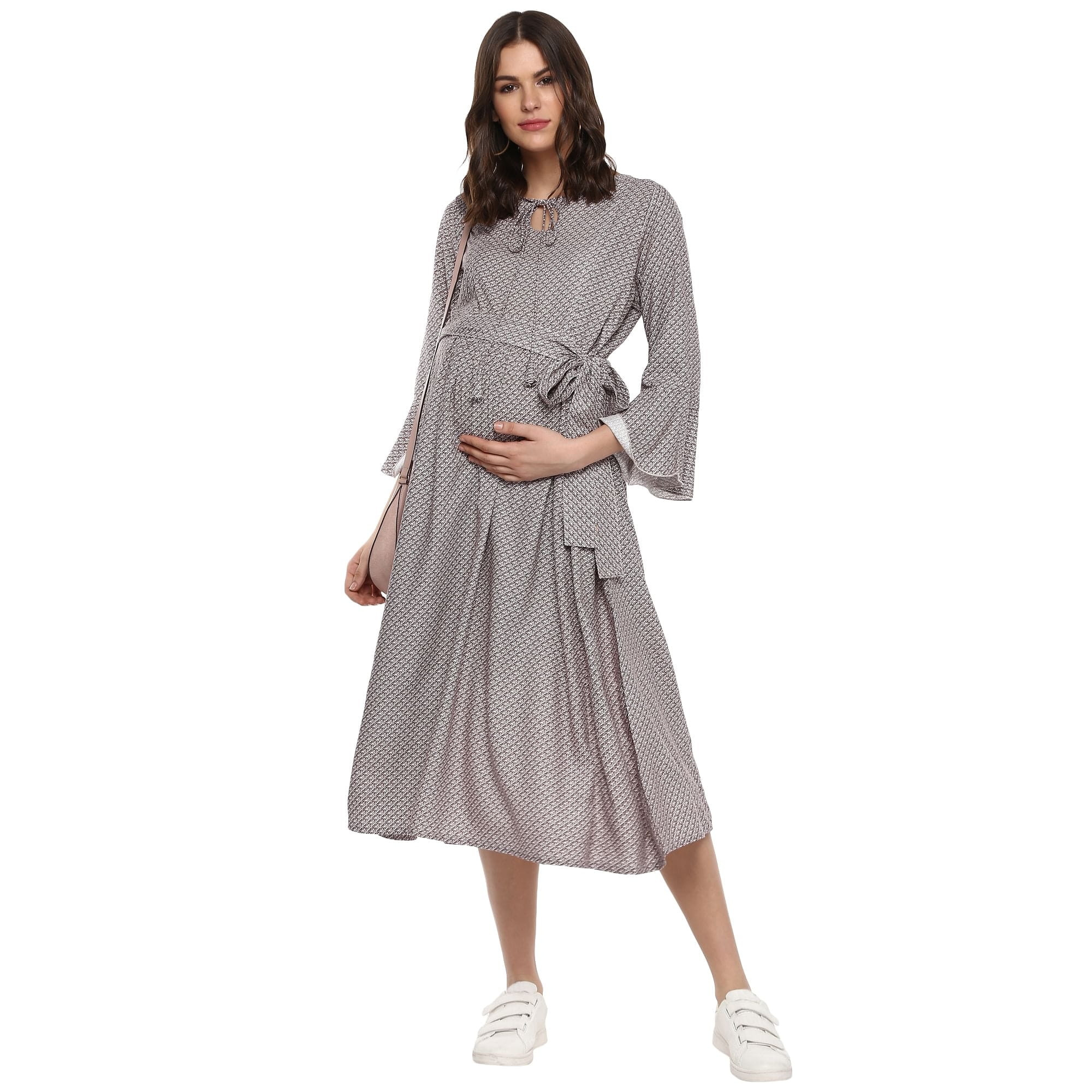 Mothercare | Women Maternity Full Sleeves Printed Dress - Grey 0