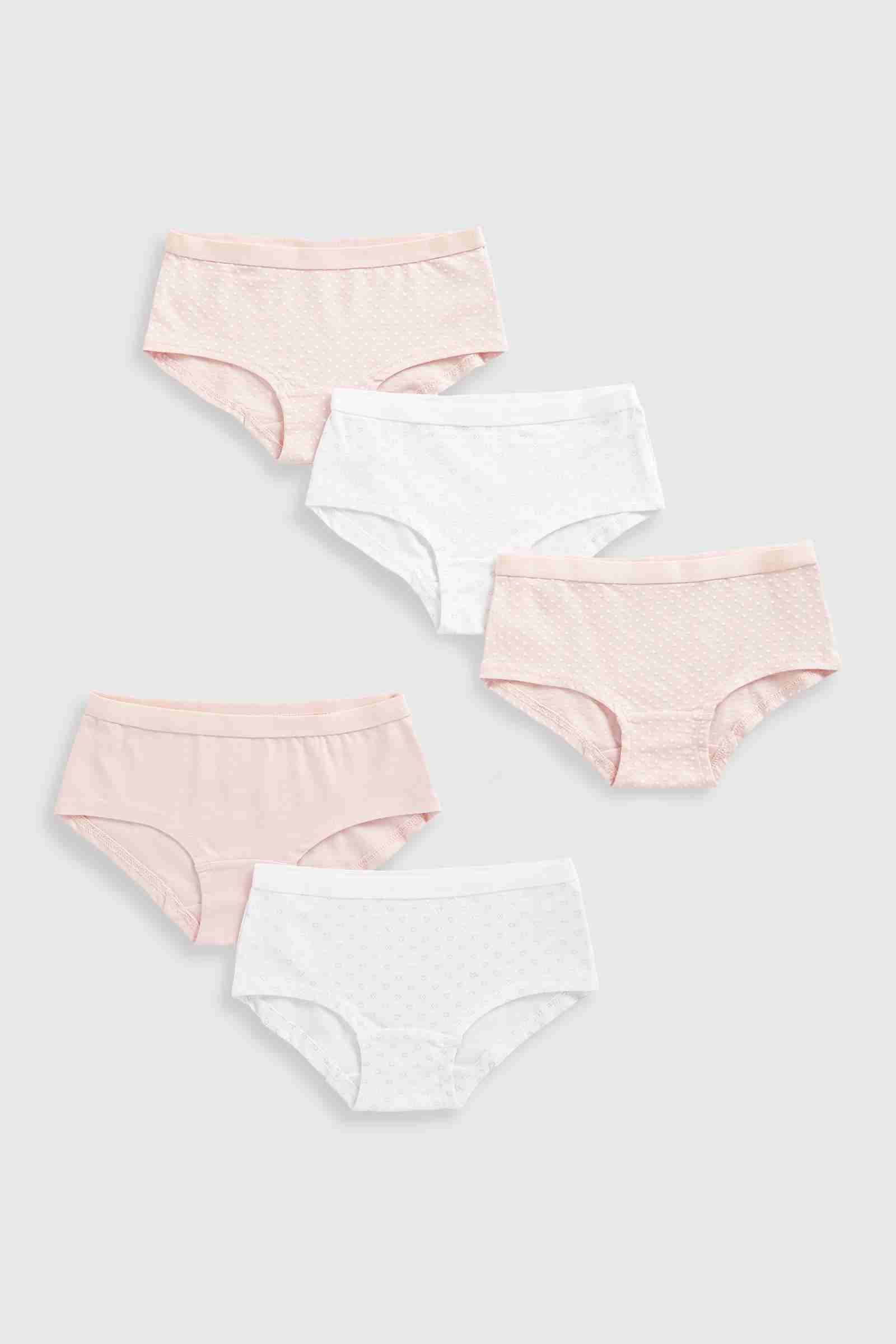 Mothercare Girls Hipster Briefs - Pack of 5 - Pink and White