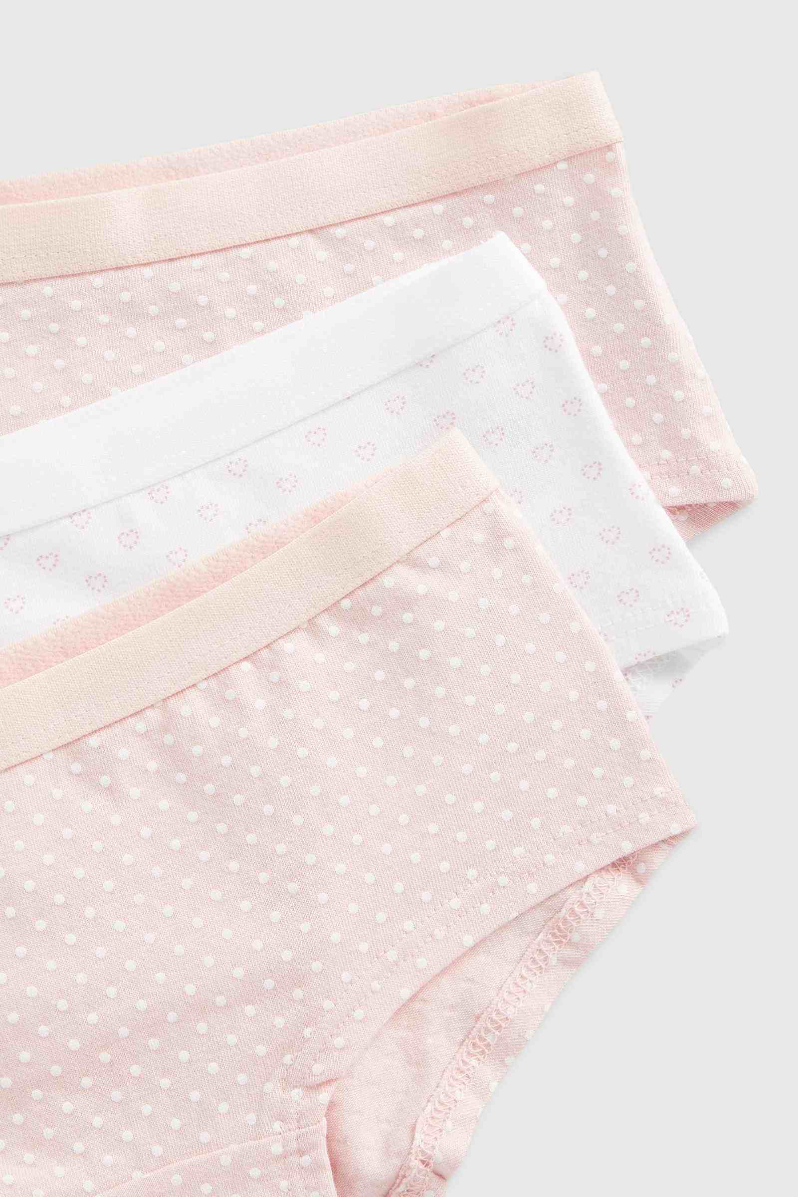 Mothercare Girls Hipster Briefs - Pack of 5 - Pink and White