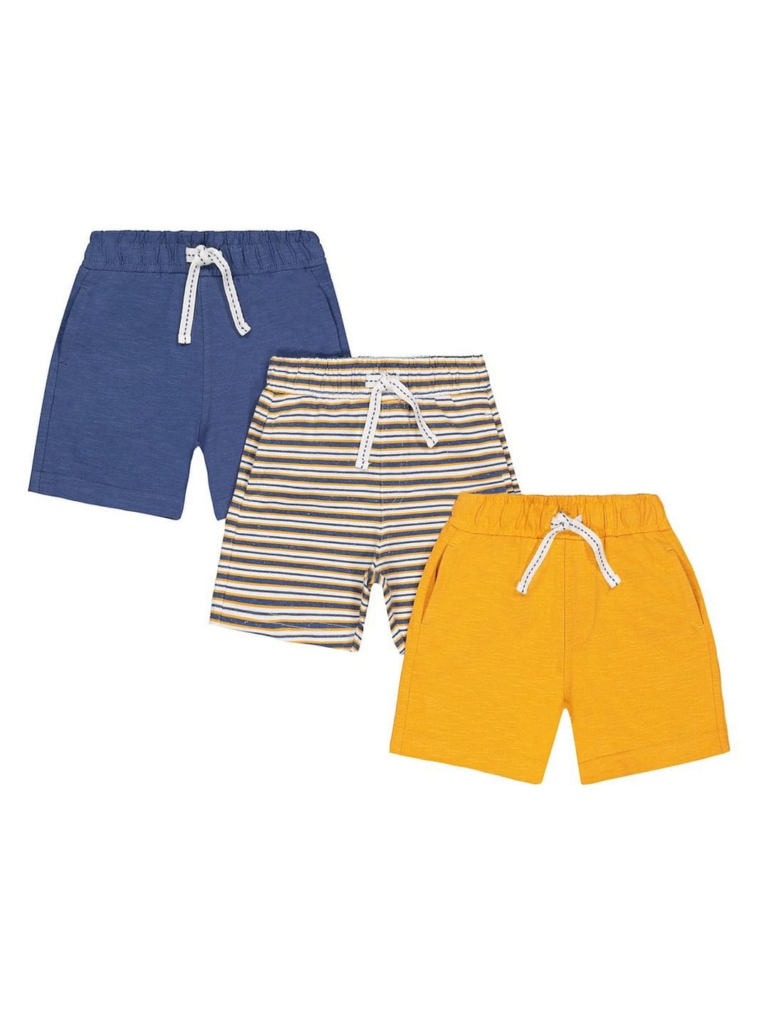 Mothercare | Blue, Yellow And Striped Shorts - 3 Pack 0
