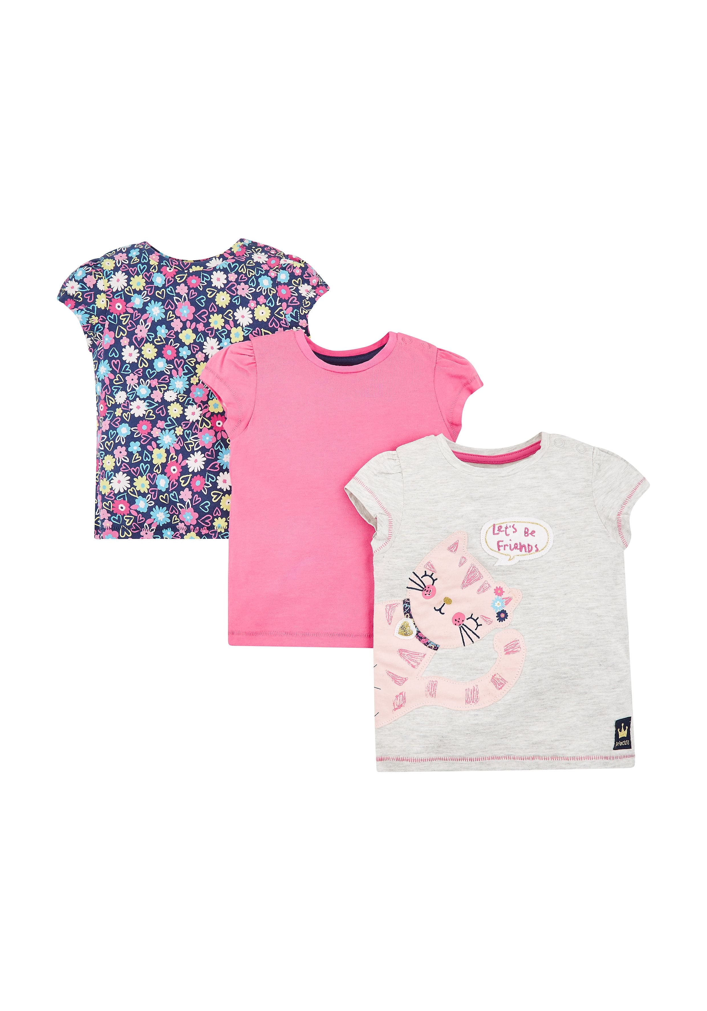 Mothercare | Let'S Be Friends Cat T-Shirts - 3 Pack 0