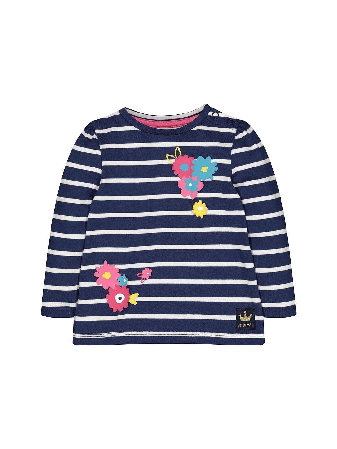 Mothercare | Navy Striped Flower T-Shirt 0