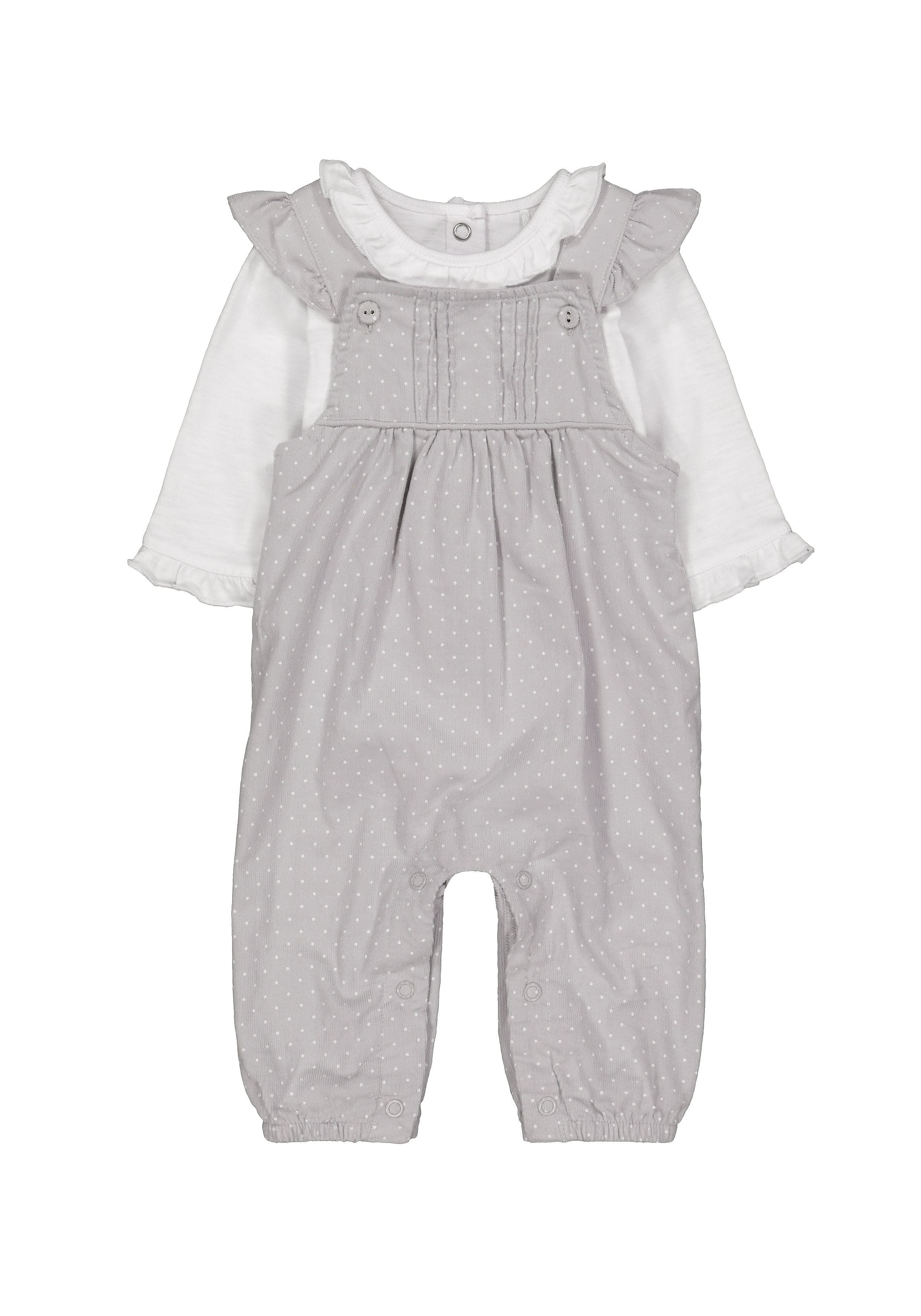 Mothercare | Grey Spot Cord Dungarees And Bodysuit 0