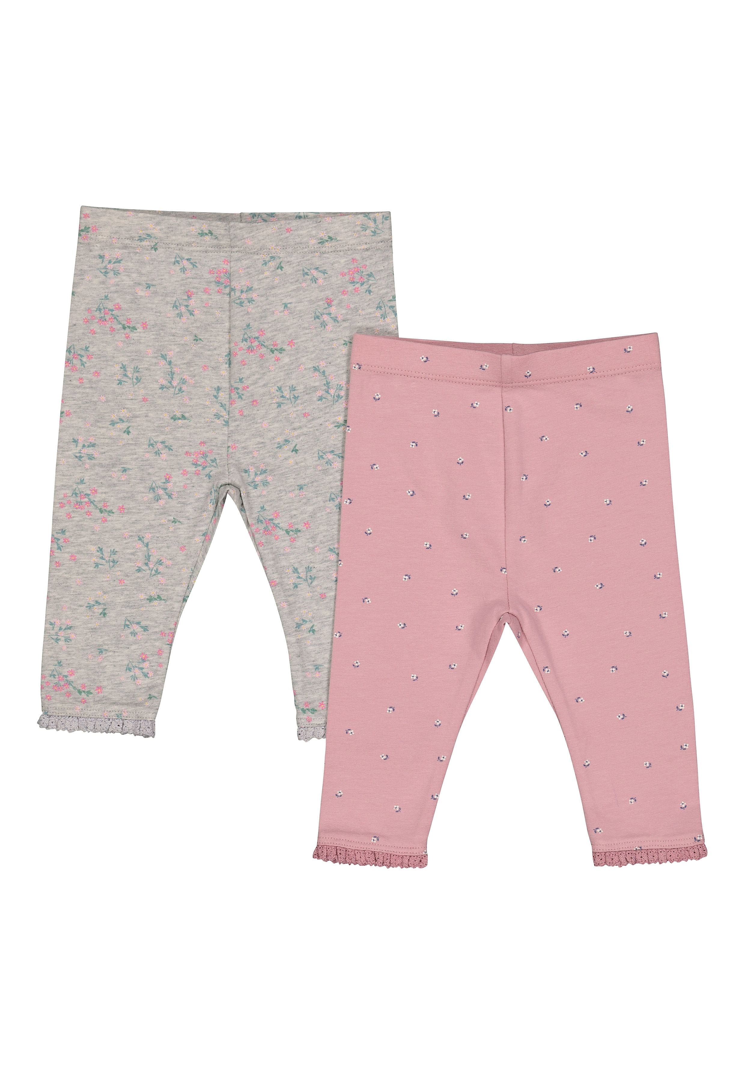 Mothercare | Pink And Grey Floral Leggings - 2 Pack 0