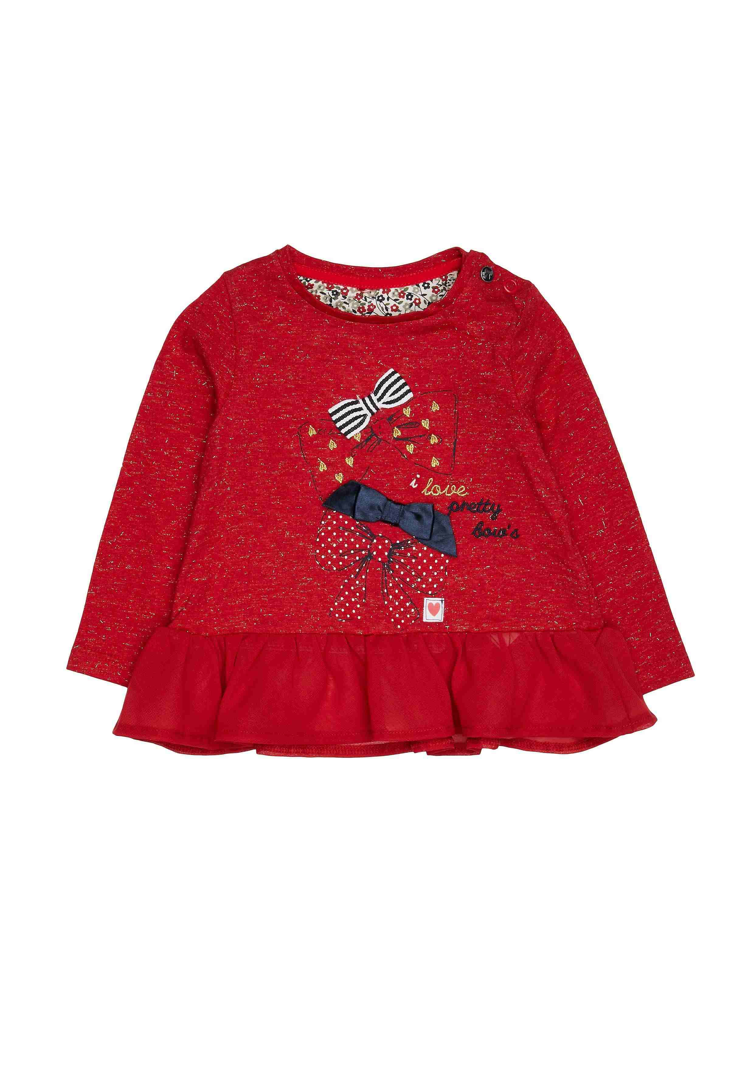 Girls Heritage Red Bow T-Shirt - Red