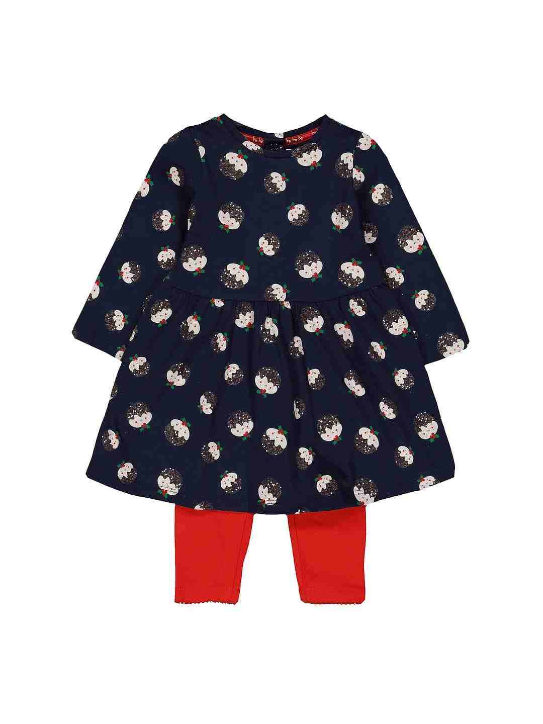 Christmas Pudding Dress And Leggings Set