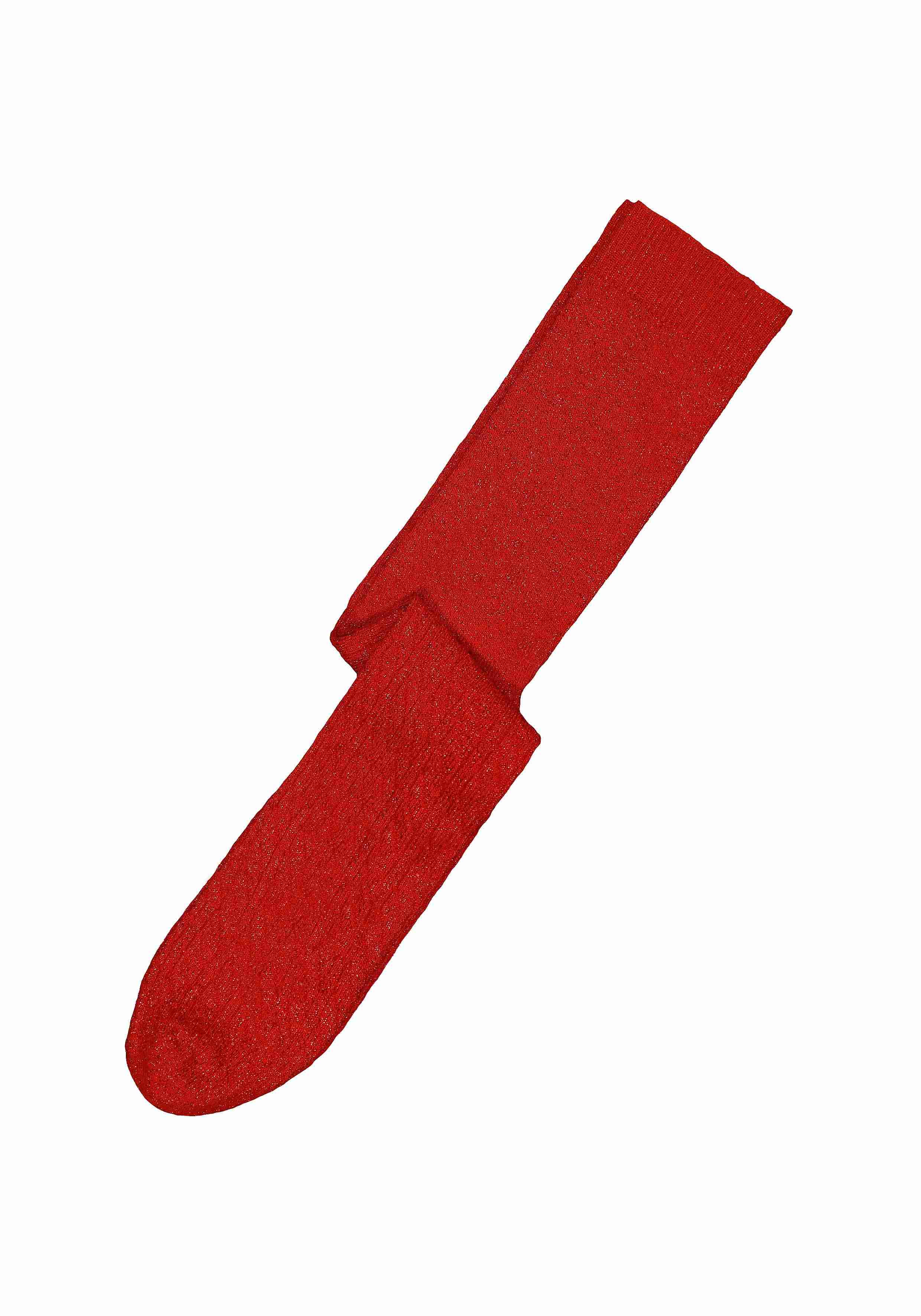 Girls Red Lurex Cable Knit Tights - Red