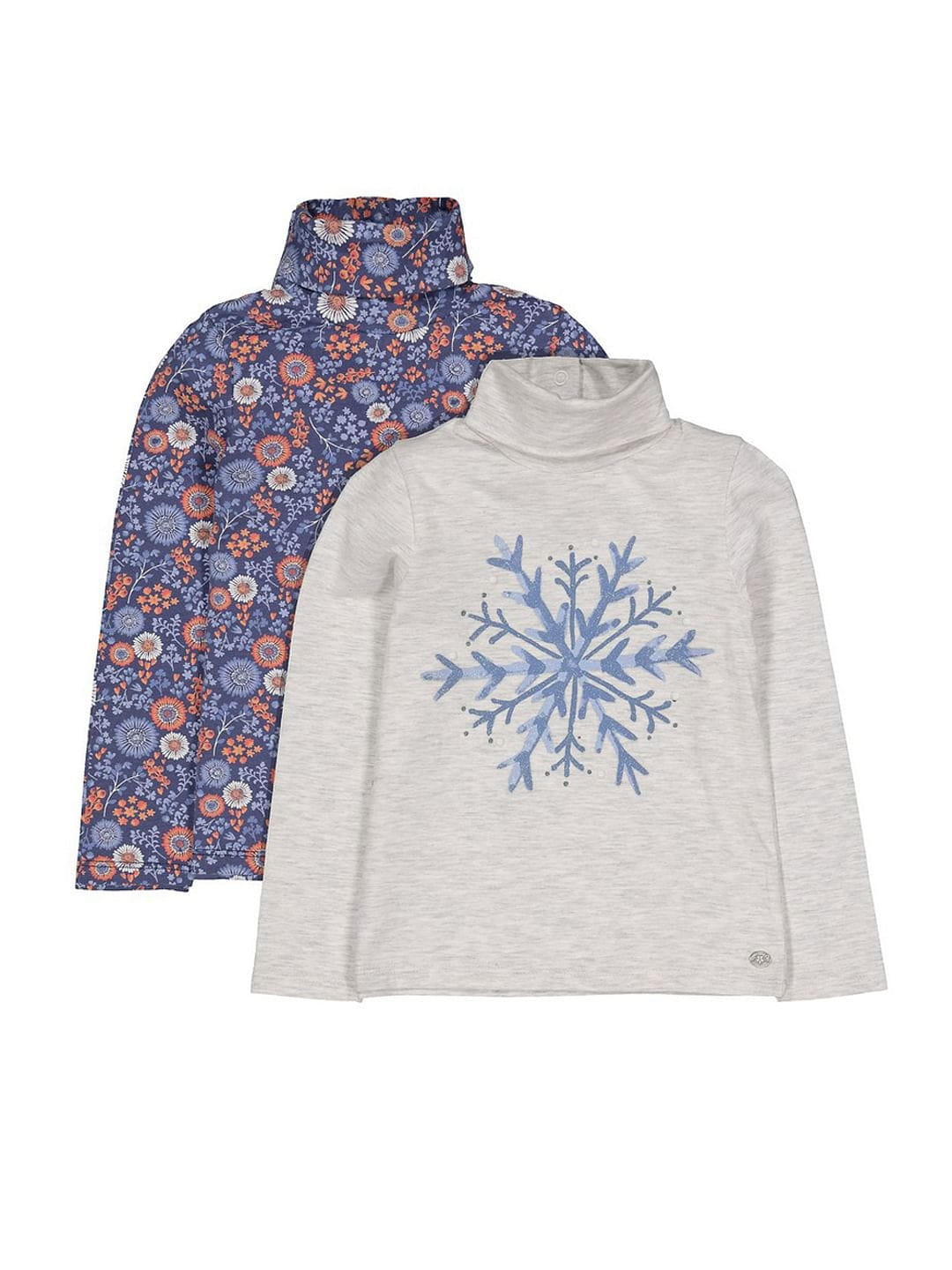 Mothercare | Snowflake Floral Roll Neck Tops - 2 Pack 0