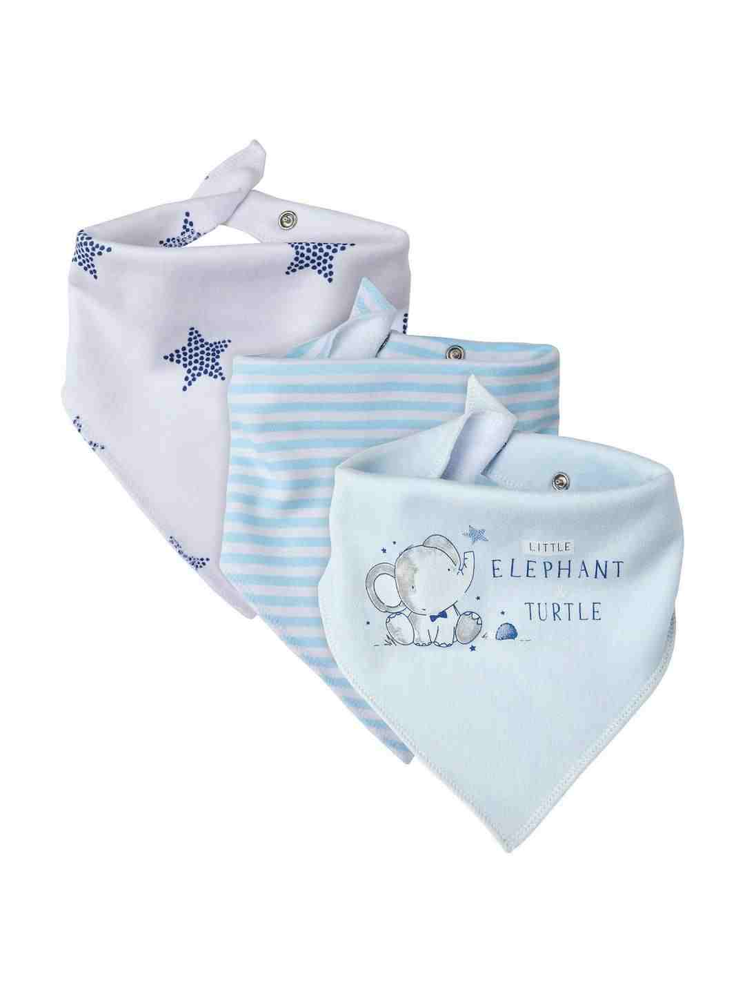 Mothercare Elephant Baby Bibs - Pack of 3 - Blue