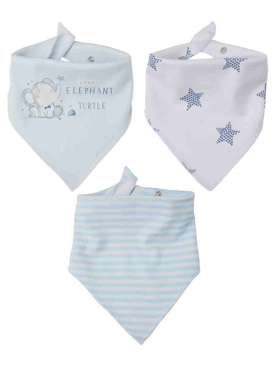 Mothercare Elephant Baby Bibs - Pack of 3 - Blue