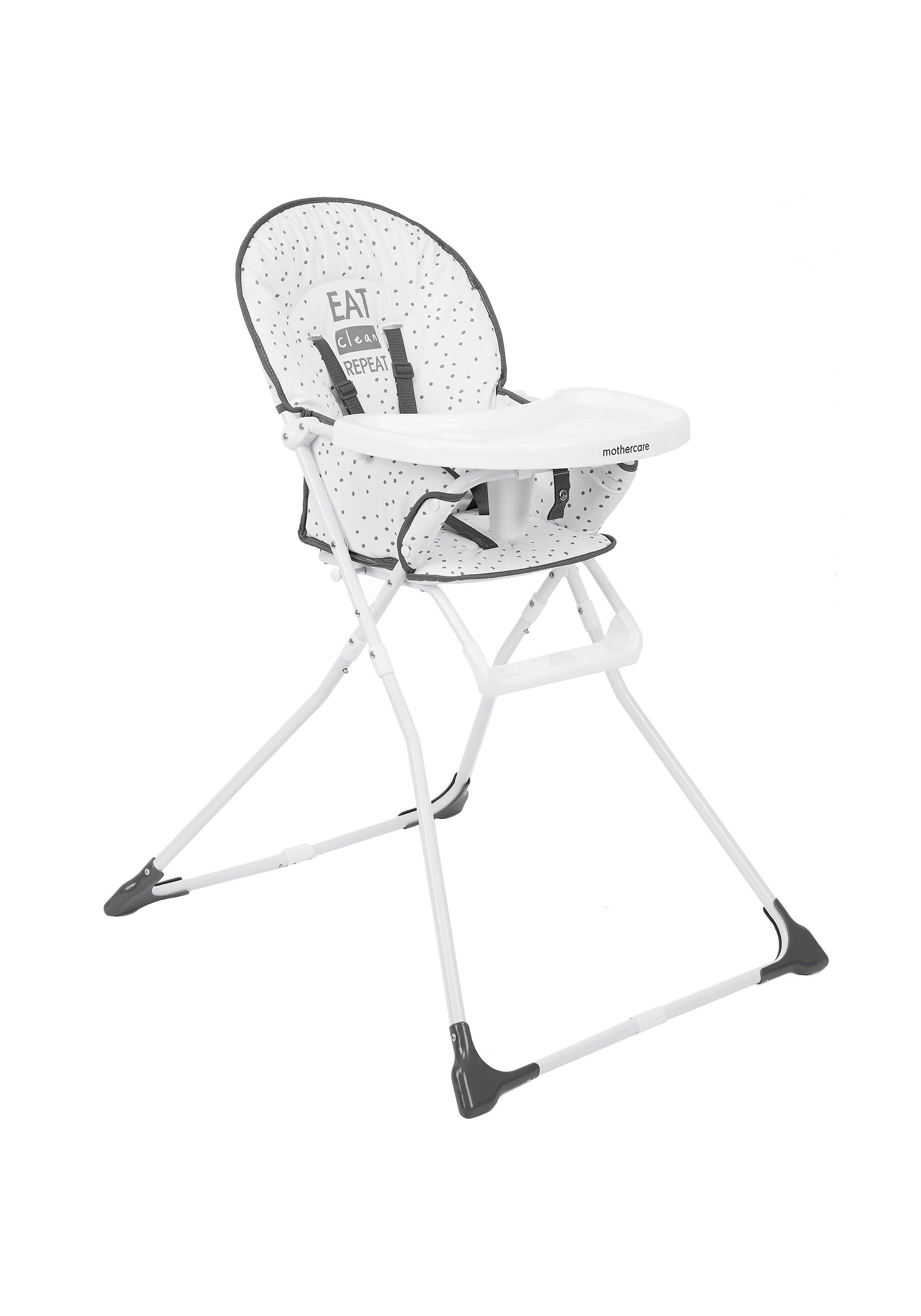 Mothercare Unisex Eat Clean Repeat Baby High Chair - White