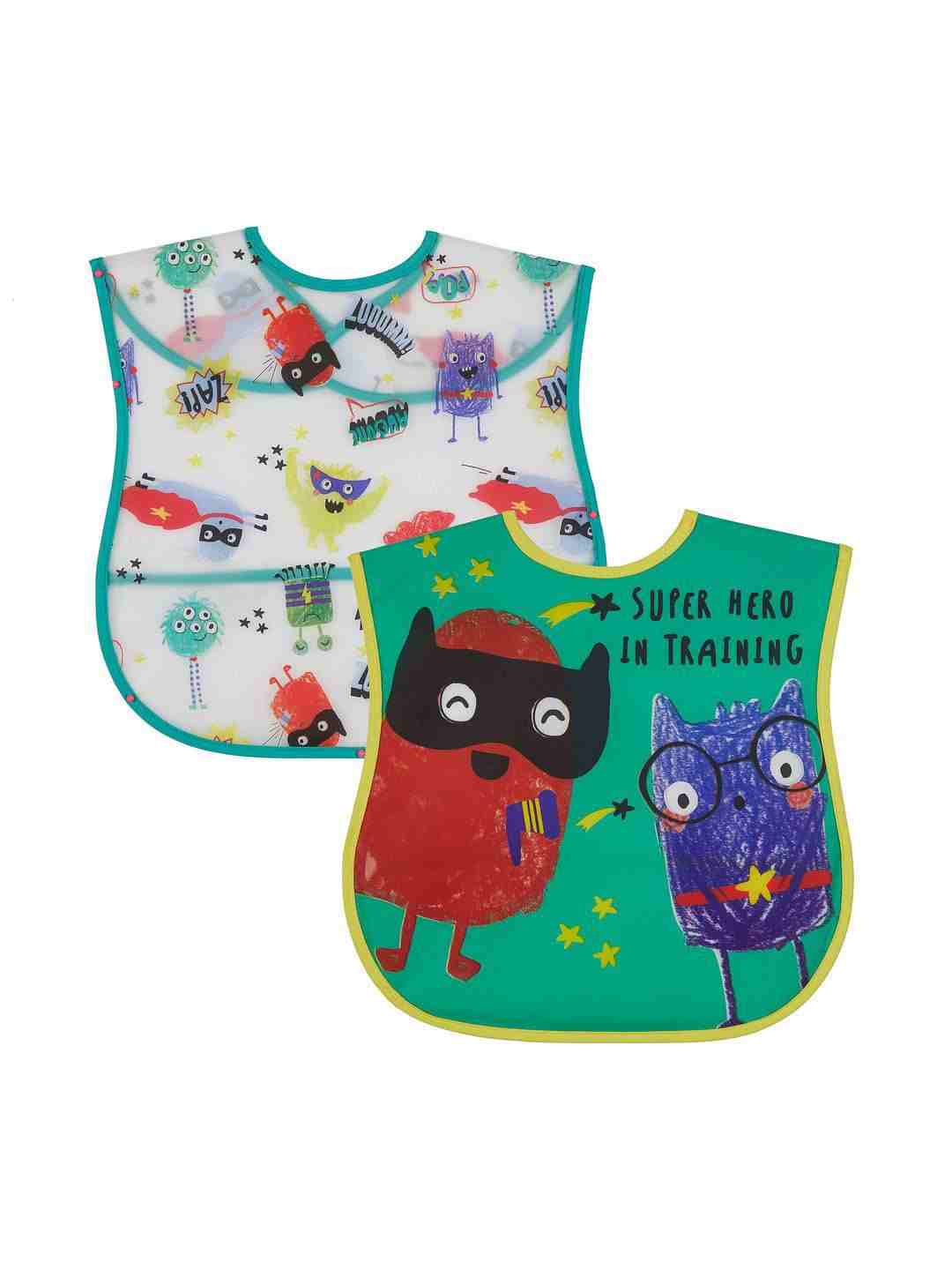 Mothercare Monster Crumb Catcher Bibs - Pack of 2 - Blue