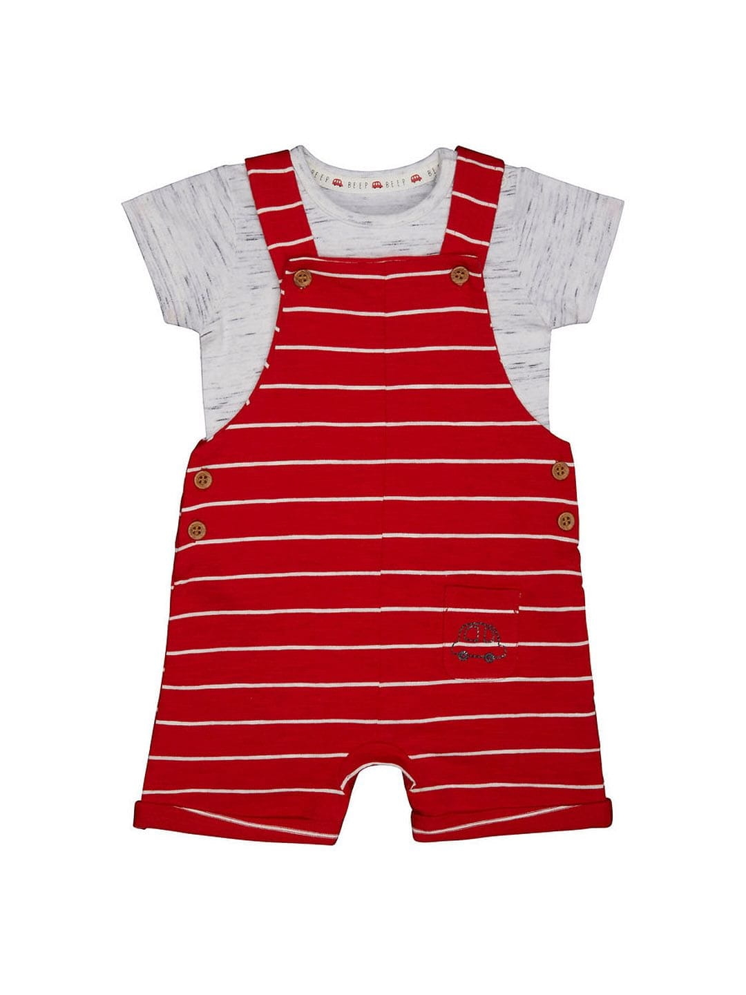 Mothercare | Red Striped Dungaree 0