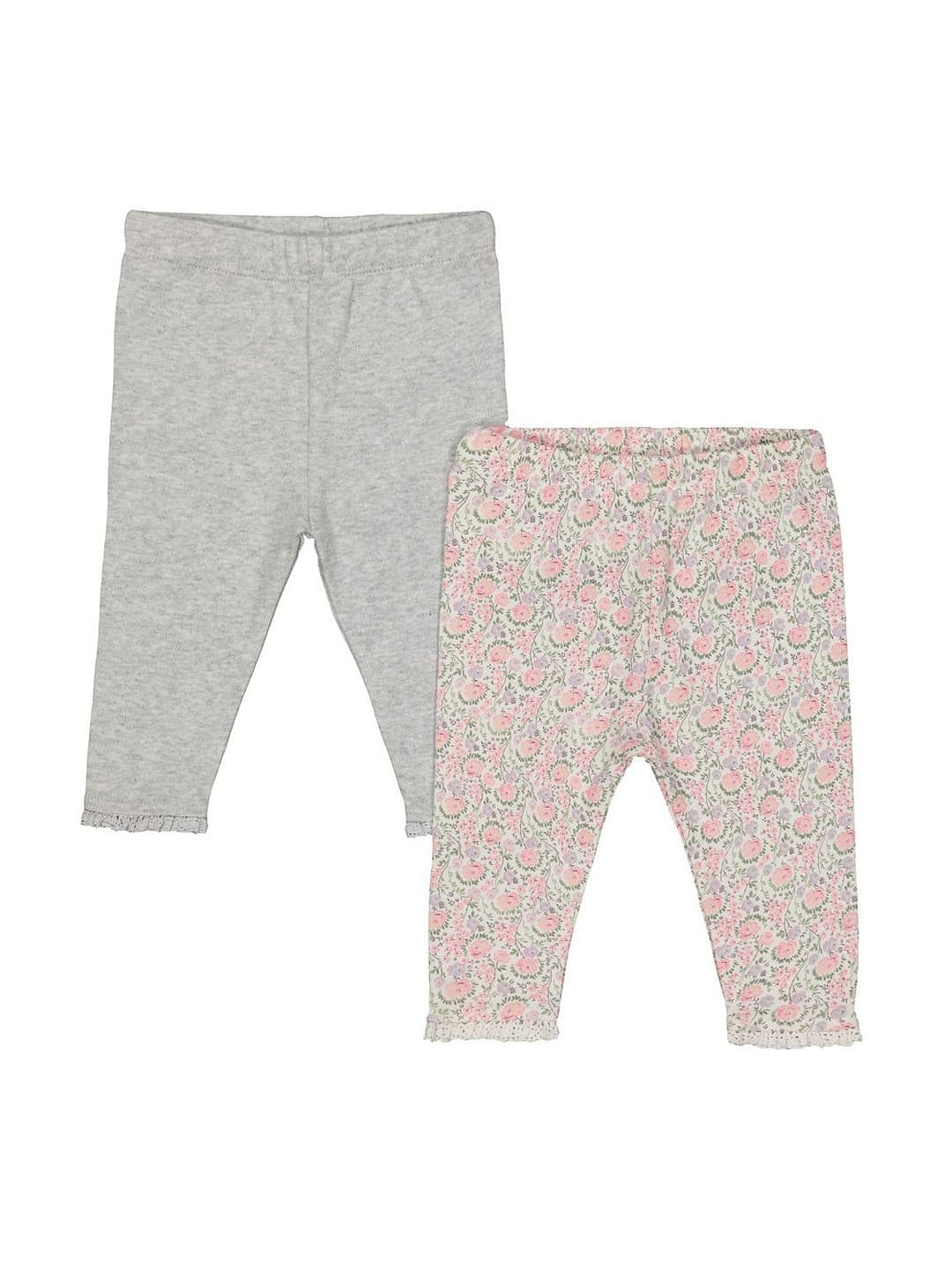 Mothercare | Grey and Floral Leggings  Pack of 2 0