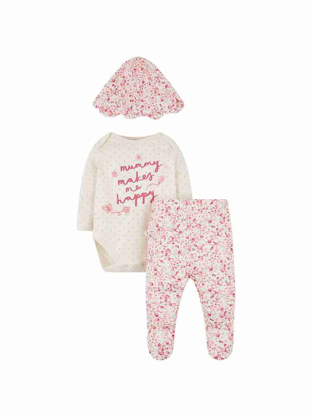 White & Pink Printed Top - Pack of 3