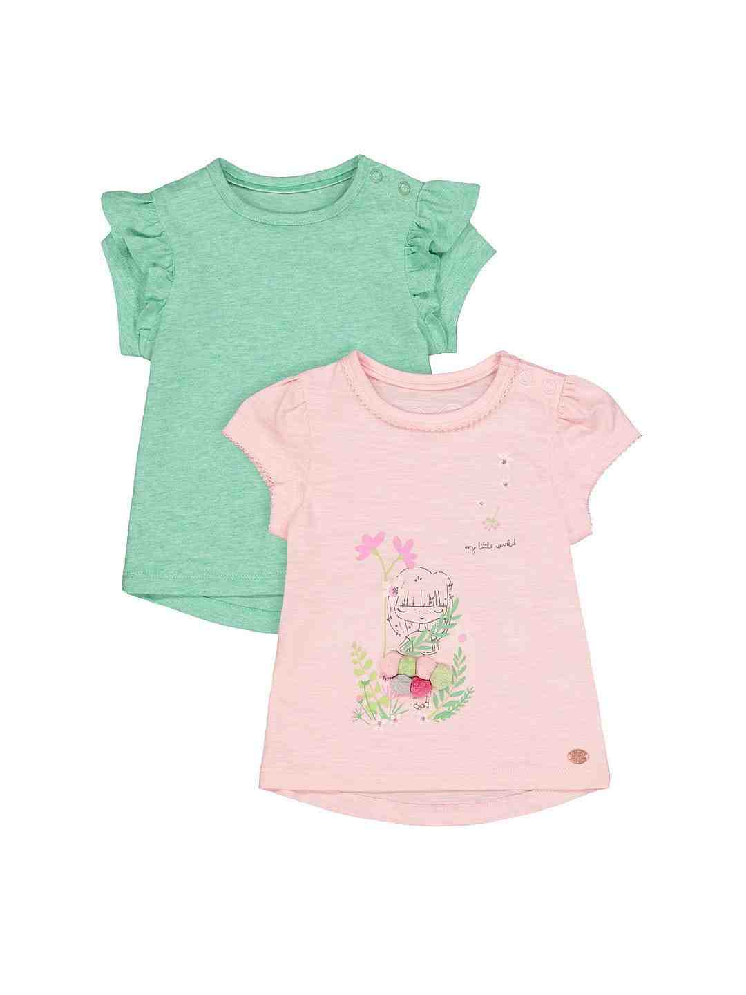 Green & Pink Printed Top - Pack of 2