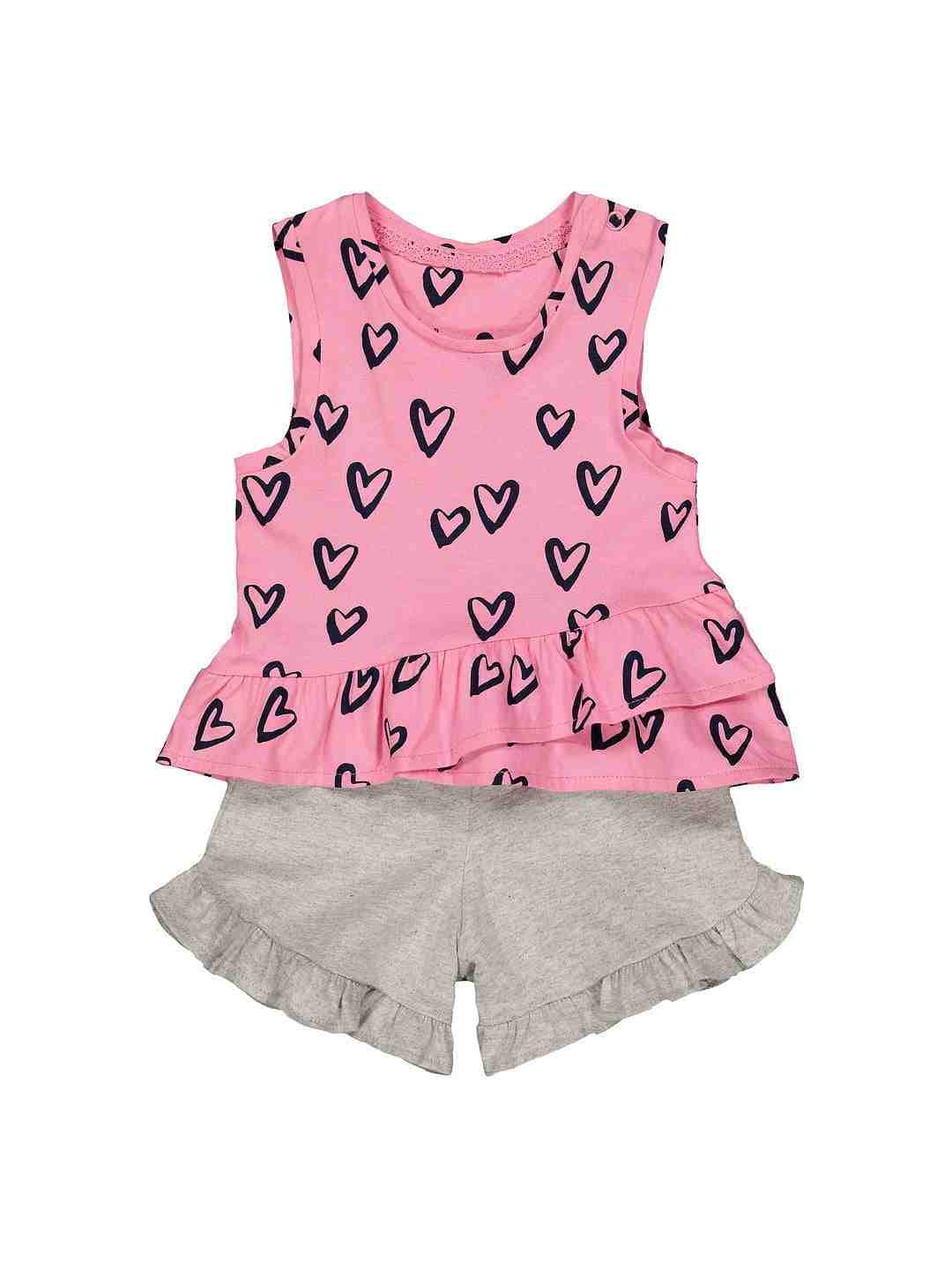 Pink & Grey Printed Twin Set