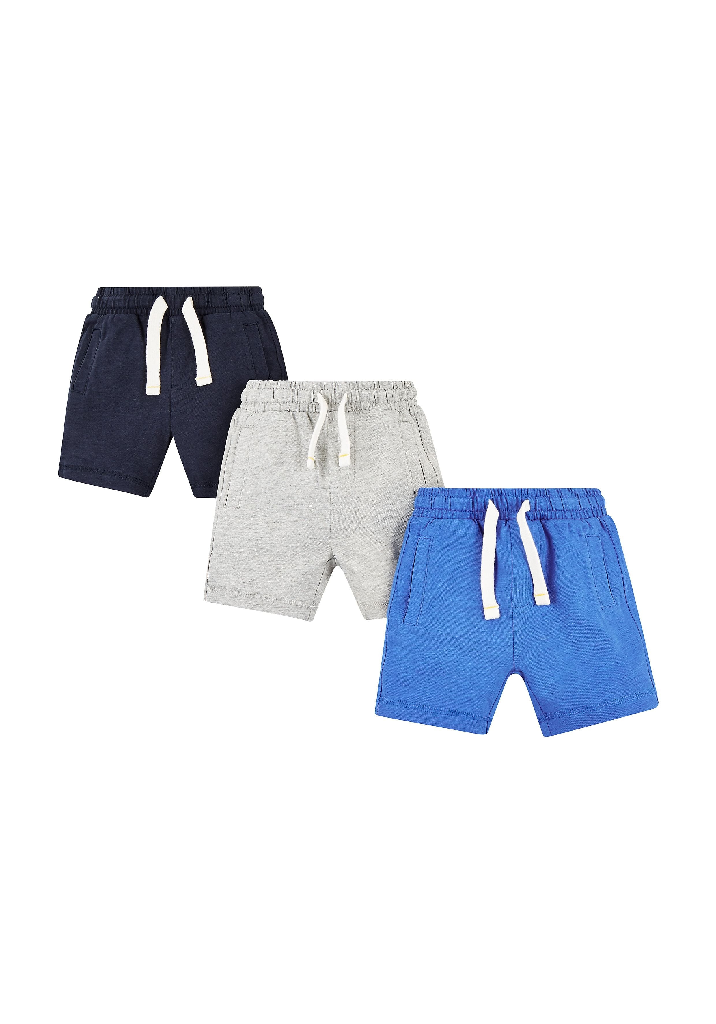 Mothercare | Grey & Blue Melange Shorts - Pack of 3 0