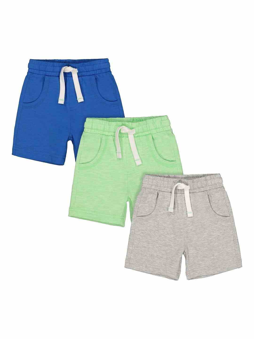 Grey, Blue And Lime Shorts - 3 Pack