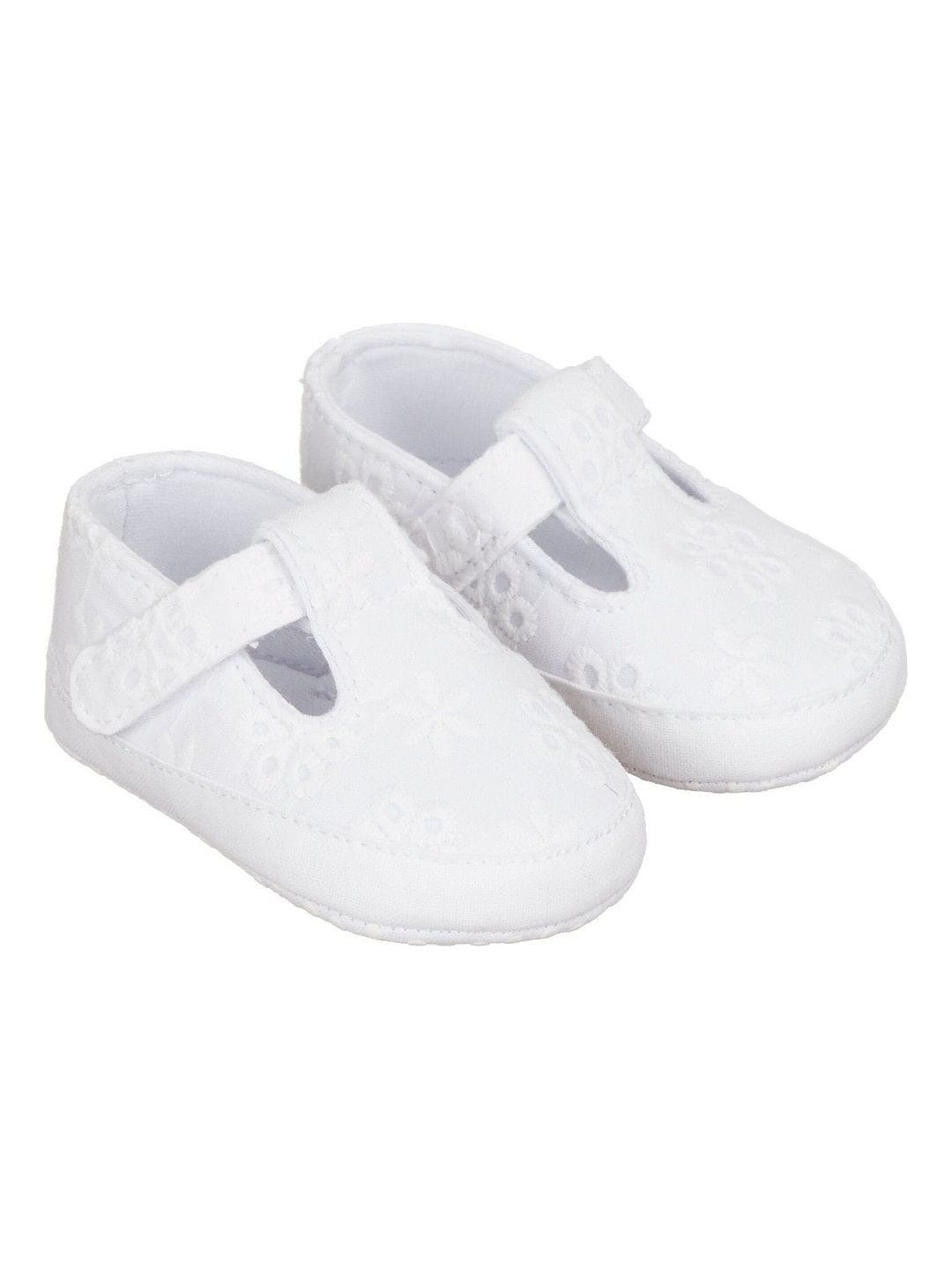 Mothercare | White Broderie T-Bar Pram Shoes 0