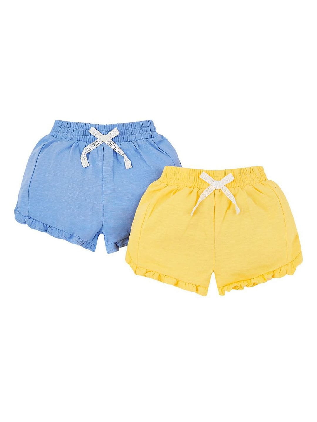 Yellow and Blue Printed Shorts - Pack of 2